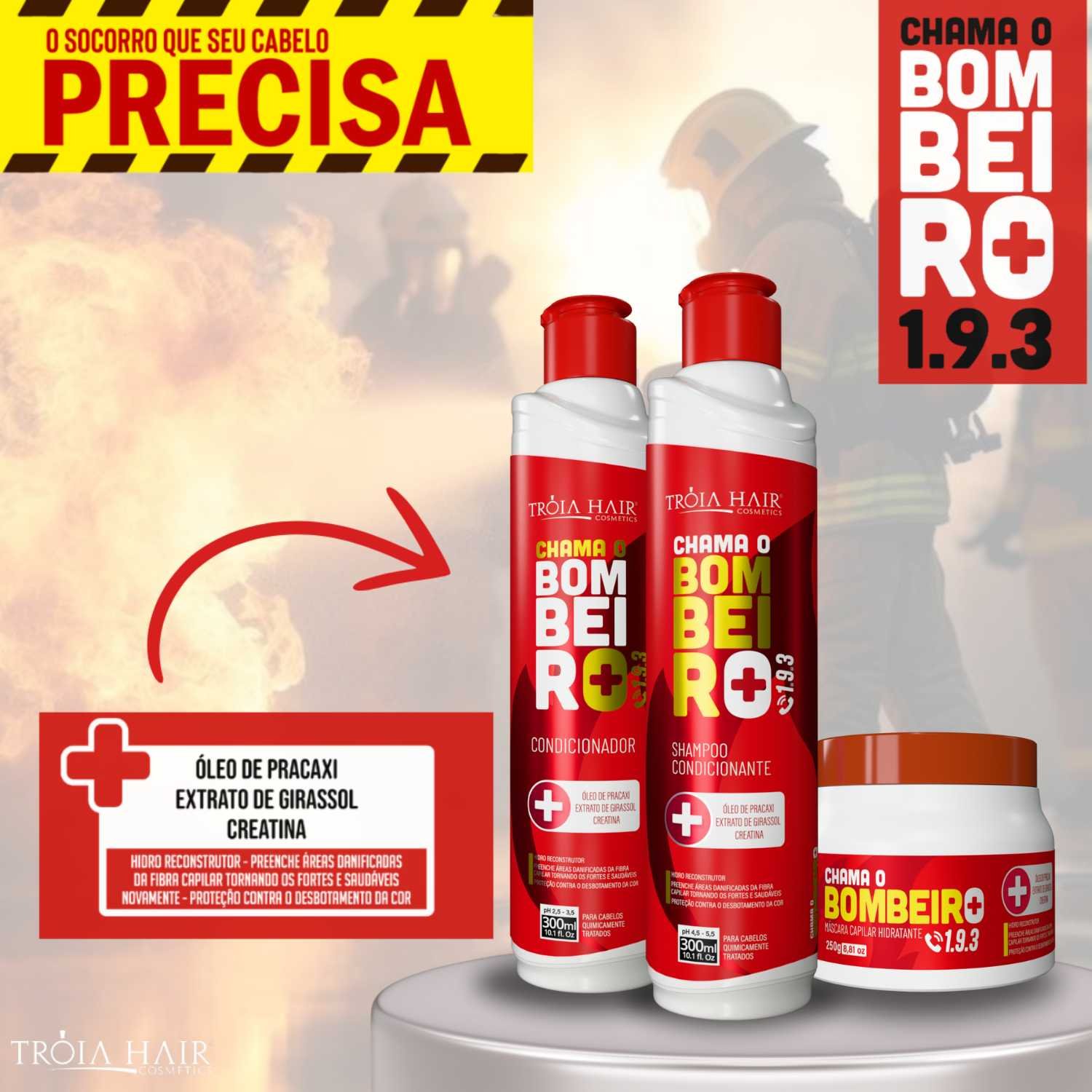 Kit Bombeiro Pré e Pós Coloração - Recuperação Completa para Cabelos Quimicamente Tratados - 850ml - Imagem 2