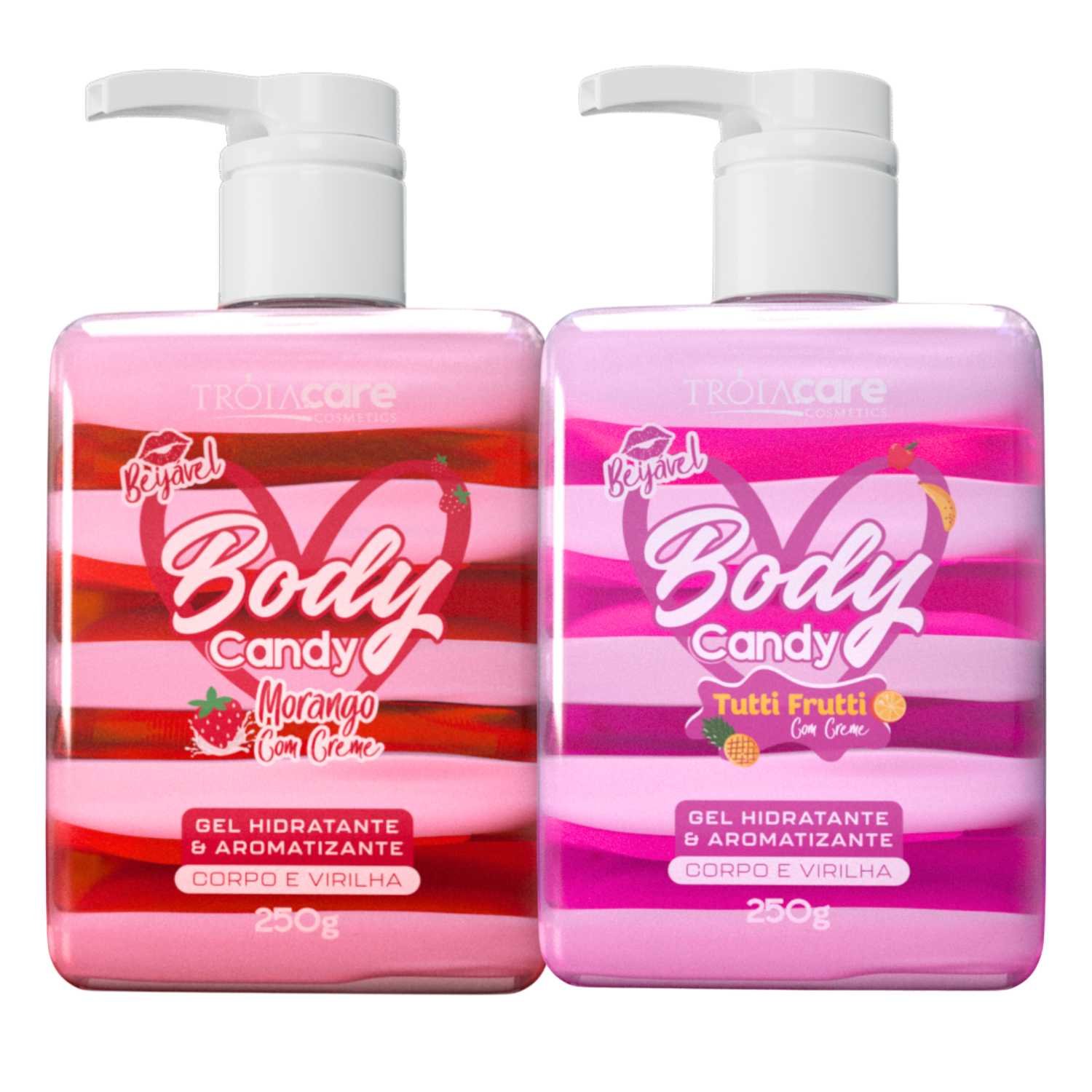 Kit C/ 2 Body Candy Creme E Gel Beijável P/ Corpo E Virilha - Tróia Hair