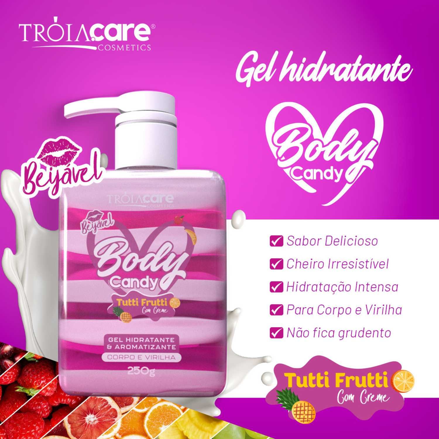 Kit C/ 2 Body Candy Creme E Gel Beijável P/ Corpo E Virilha - Tróia Hair - Imagem 5