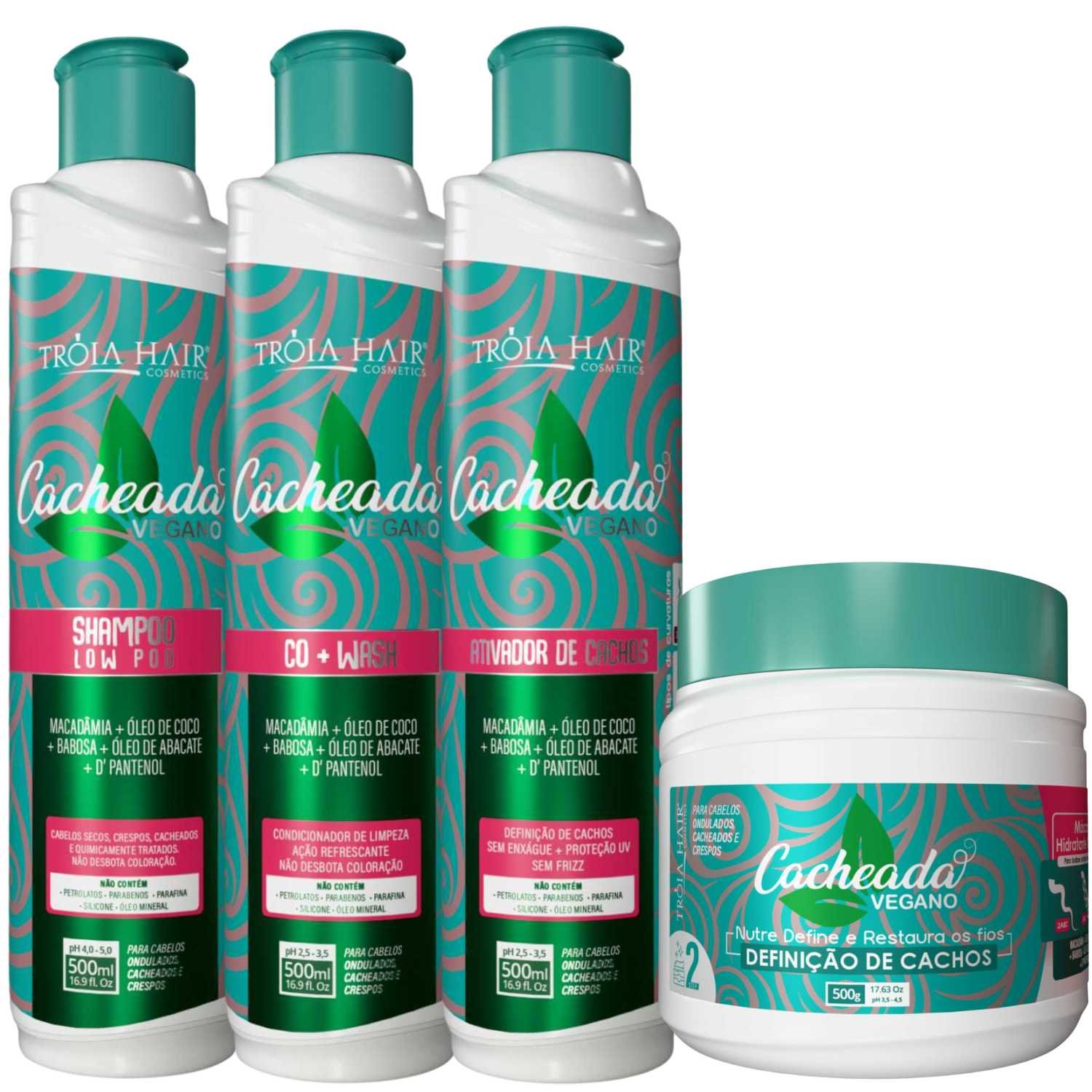 Kit Cacheada 4 Passo - Cuidado Completo para Cachos Definidos e Saudáveis 500ml