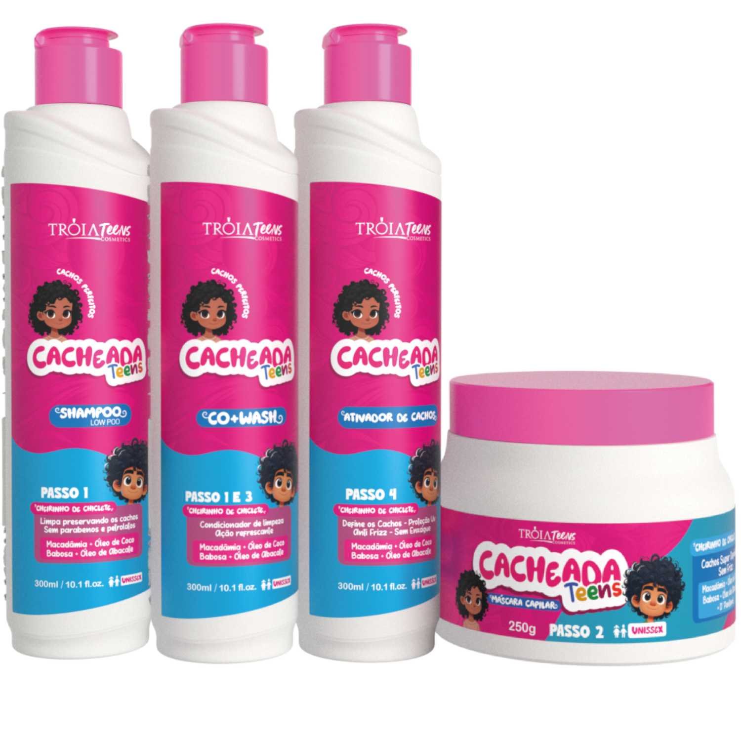 Kit Cacheada Teens 300ml - Cacheadinhos Com Cheirinho de Chiclete Troia Hair