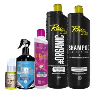 Kit Completo Tróia Hair: Liso Natural, Fortalecimento e Nutrição com Resultado de Salão