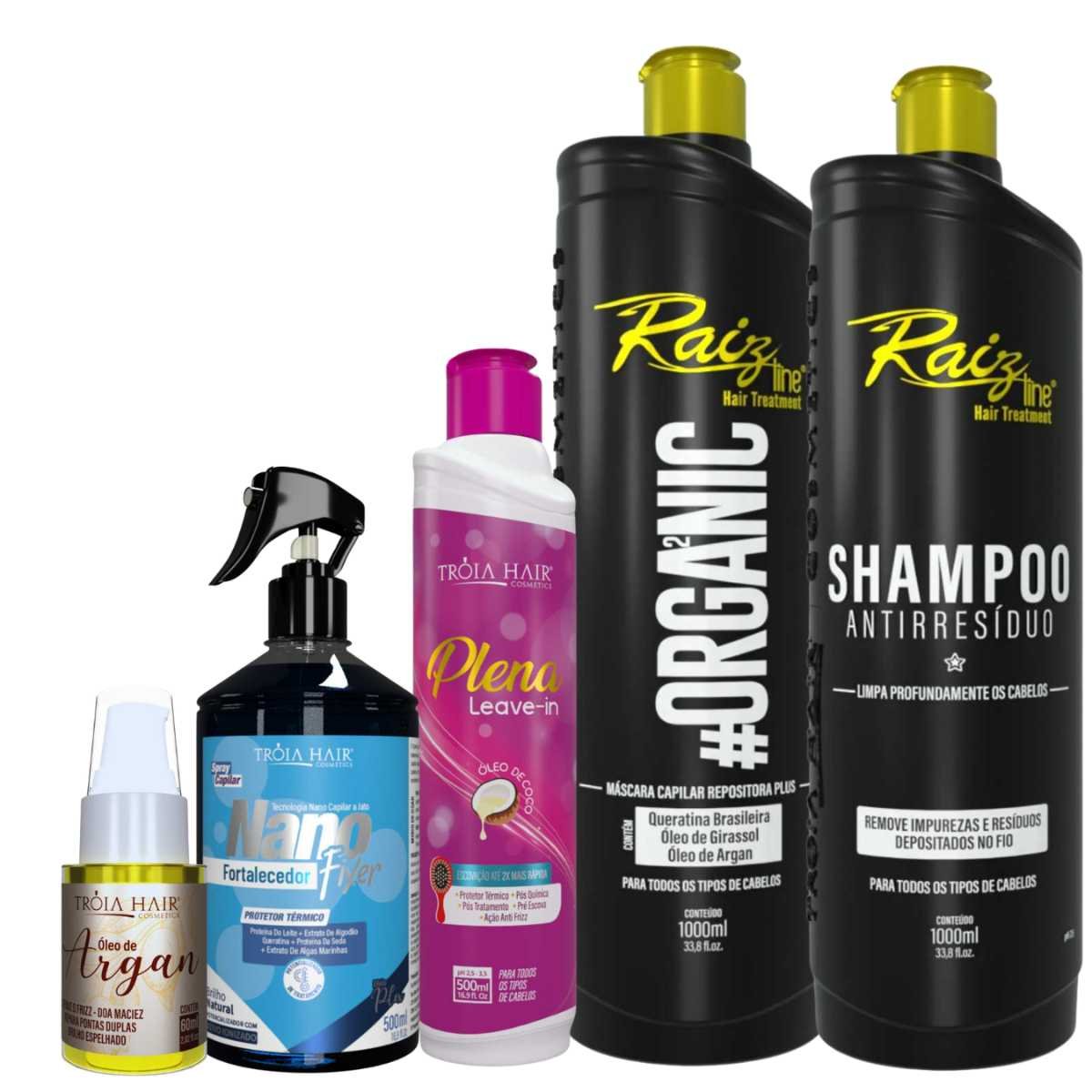 Kit Completo Tróia Hair: Liso Natural, Fortalecimento e Nutrição com Resultado de Salão
