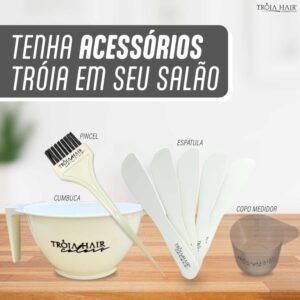 Kit Cumbuca + Pincel + Espatula + Copo Medidor Tróia Hair
