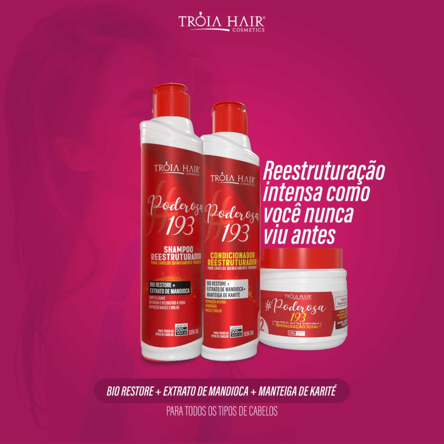 Kit Manuteção 1.9.3 Poderosa para Todos os Tipos de Cabelos - Troia Hair 1500ml - Imagem 2