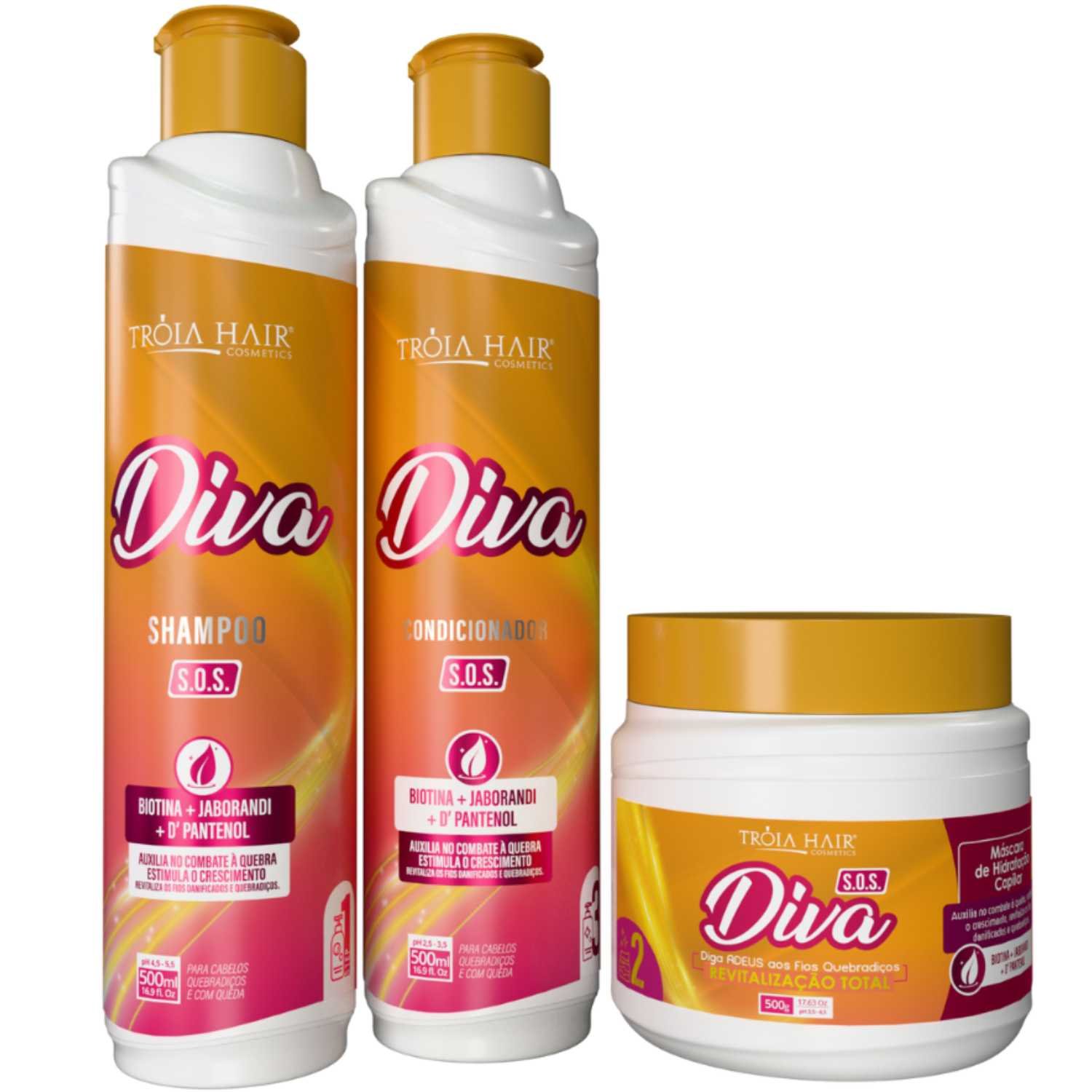Kit Manutenção S.O.S Diva Pós Química - Troia Hair 1.500 ml