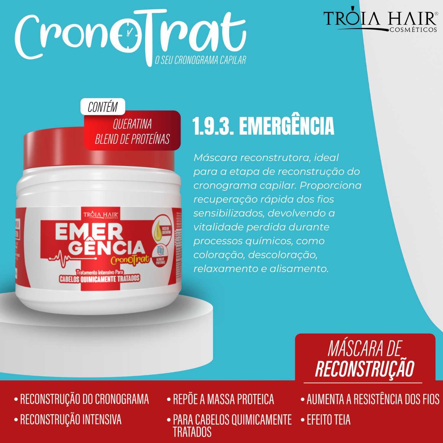 KIT MÁSCARA 500g 1.9.3 EMERGÊNCIA + MÁSCARA IMPACTO - RECUPERAÇÃO IMEDIATA E PROTEÇÃO PÓS-QUÍMICA | TRÓIA HAIR - Imagem 2