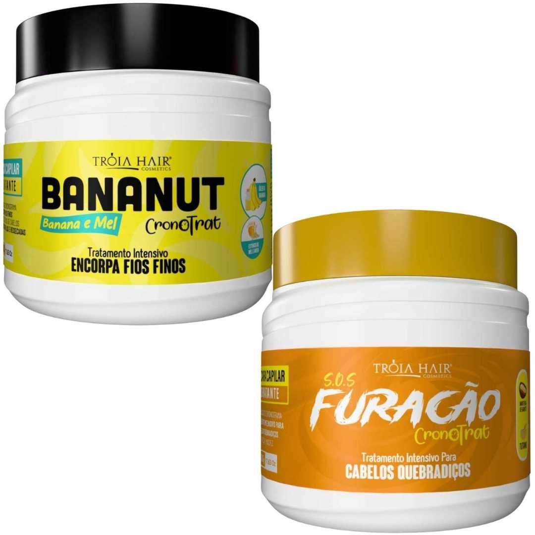 KIT MÁSCARA 500g BANANUT + MÁSCARA S.O.S FURACÃO - HIDRATAÇÃO PROFUNDA E REPOSIÇÃO DE MASSA | TRÓIA HAIR