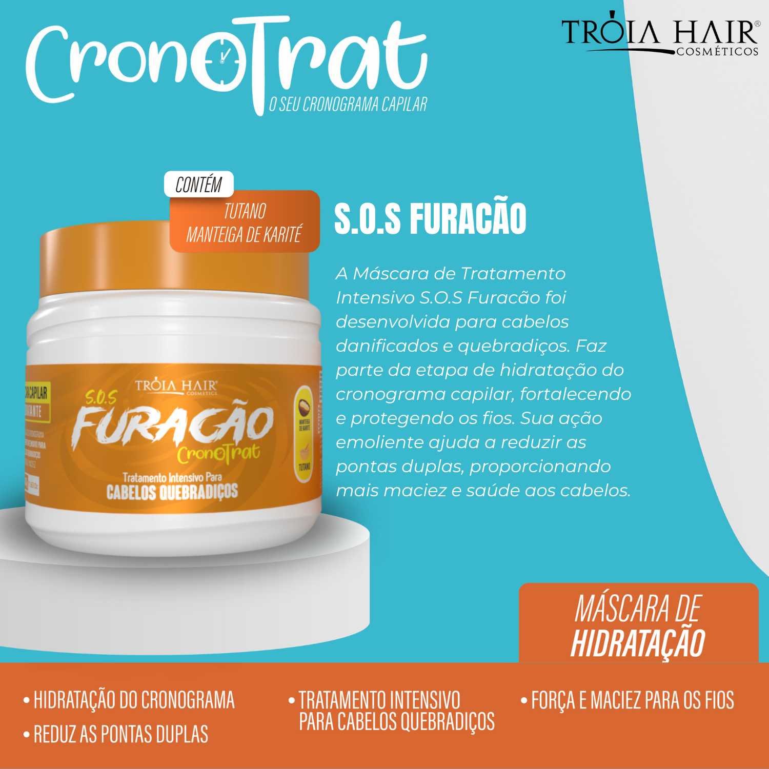 KIT MÁSCARA 500g BANANUT + MÁSCARA S.O.S FURACÃO - HIDRATAÇÃO PROFUNDA E REPOSIÇÃO DE MASSA | TRÓIA HAIR - Imagem 3