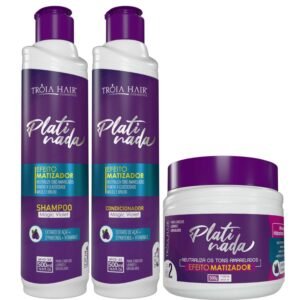 Kit Platinada - Completo para Cabelos Loiros, Iluminados, Grisalhos e Platinados Troia Hair 1500ml