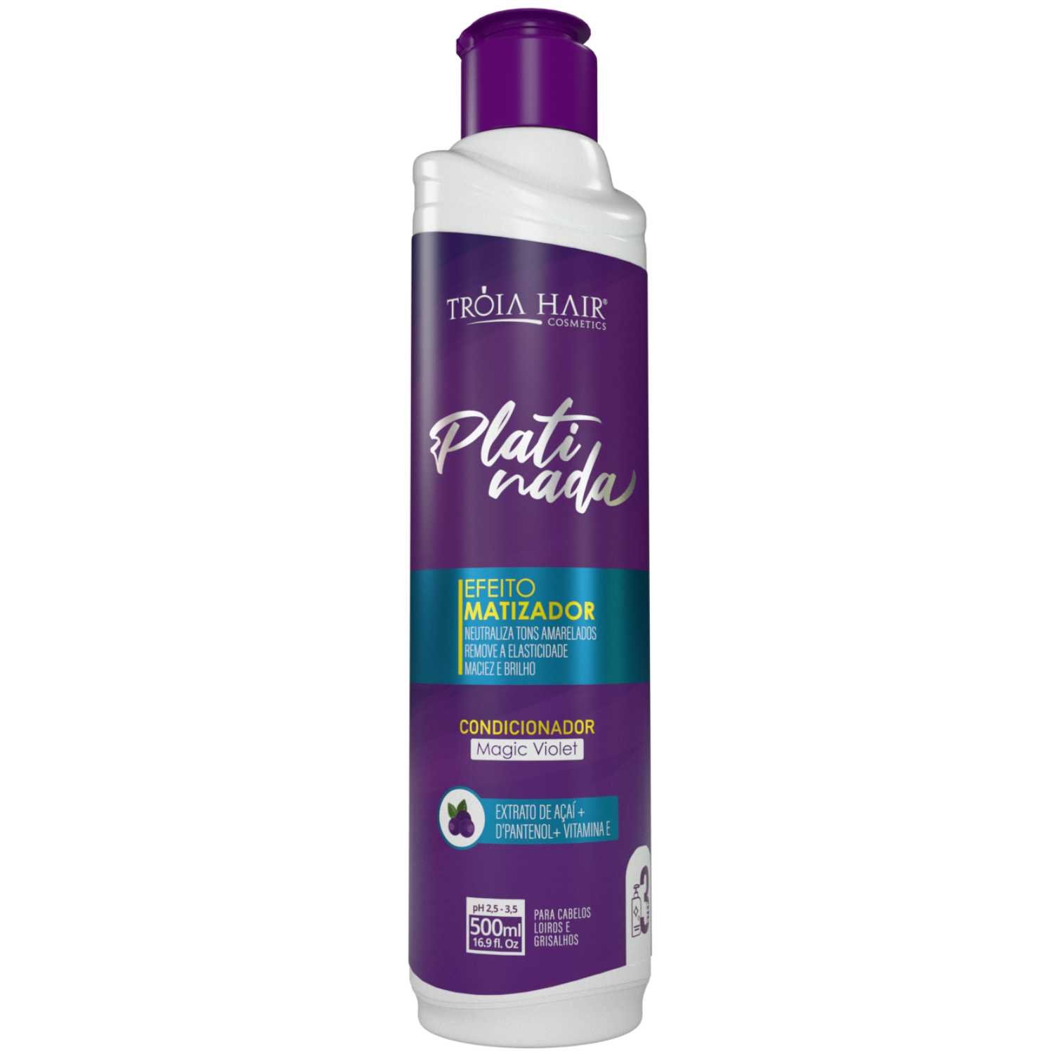 Kit Platinada - Completo para Cabelos Loiros, Iluminados, Grisalhos e Platinados Troia Hair 1500ml - Imagem 3