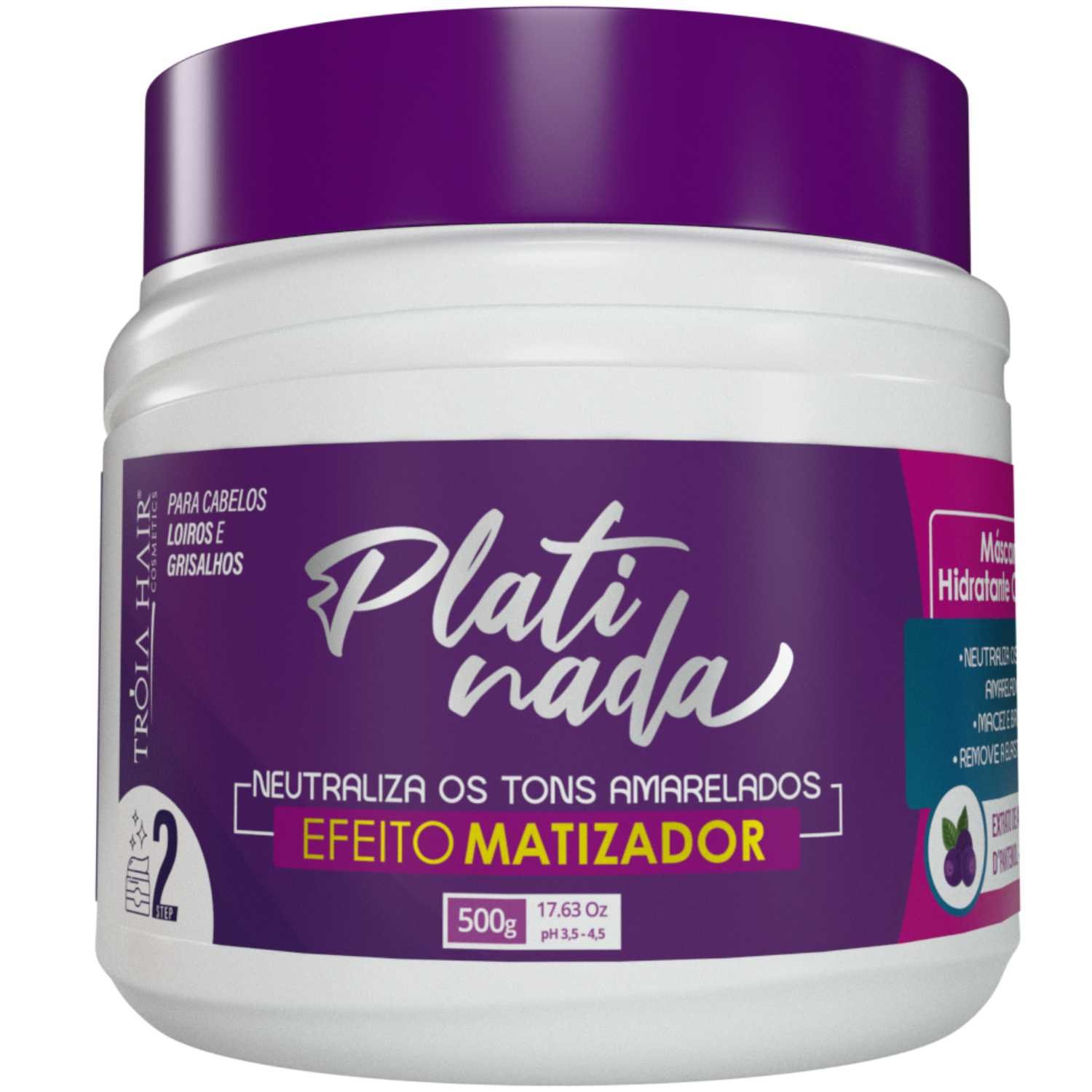 Kit Platinada - Completo para Cabelos Loiros, Iluminados, Grisalhos e Platinados Troia Hair 1500ml - Imagem 5