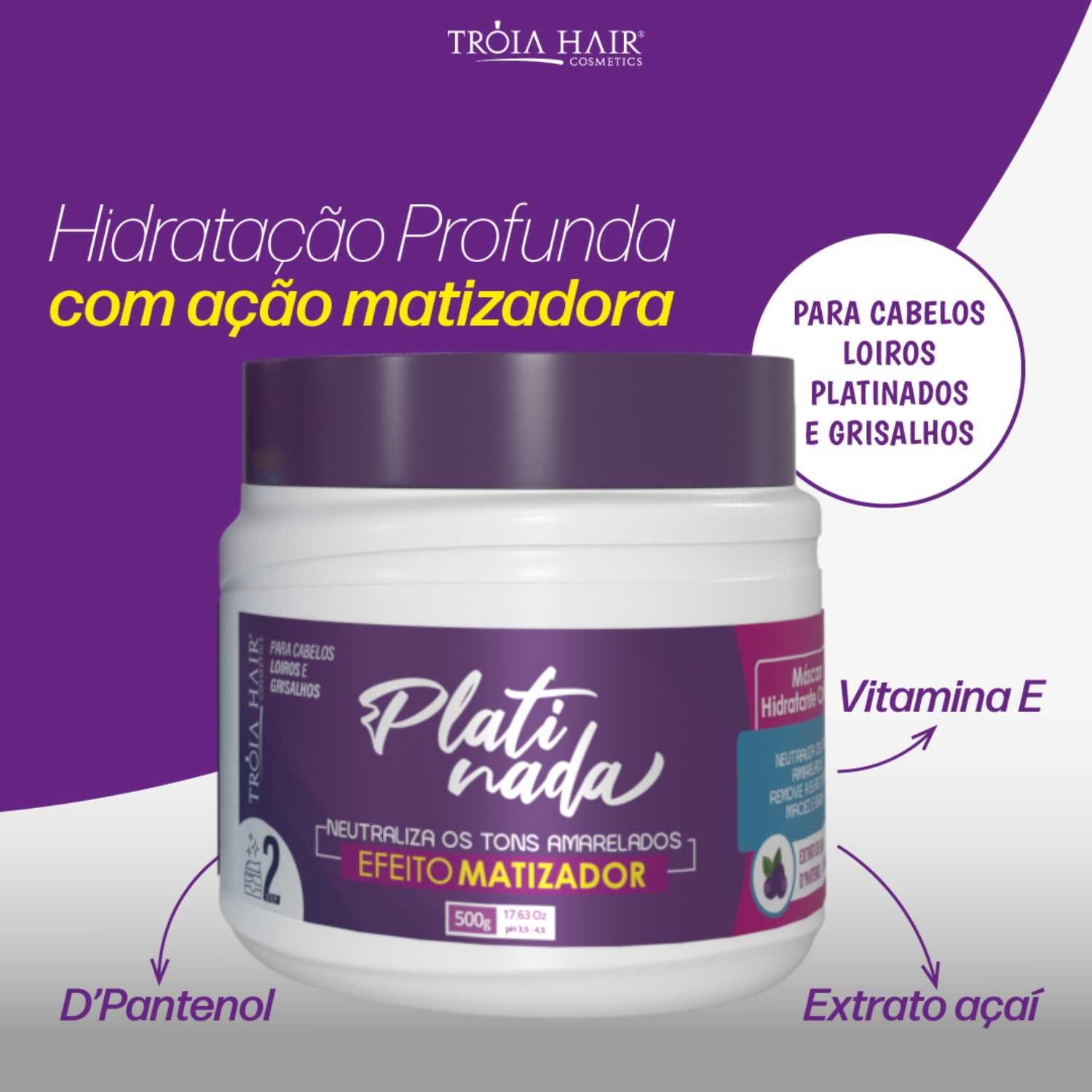 Kit Platinada - Completo para Cabelos Loiros, Iluminados, Grisalhos e Platinados Troia Hair 1500ml - Imagem 6