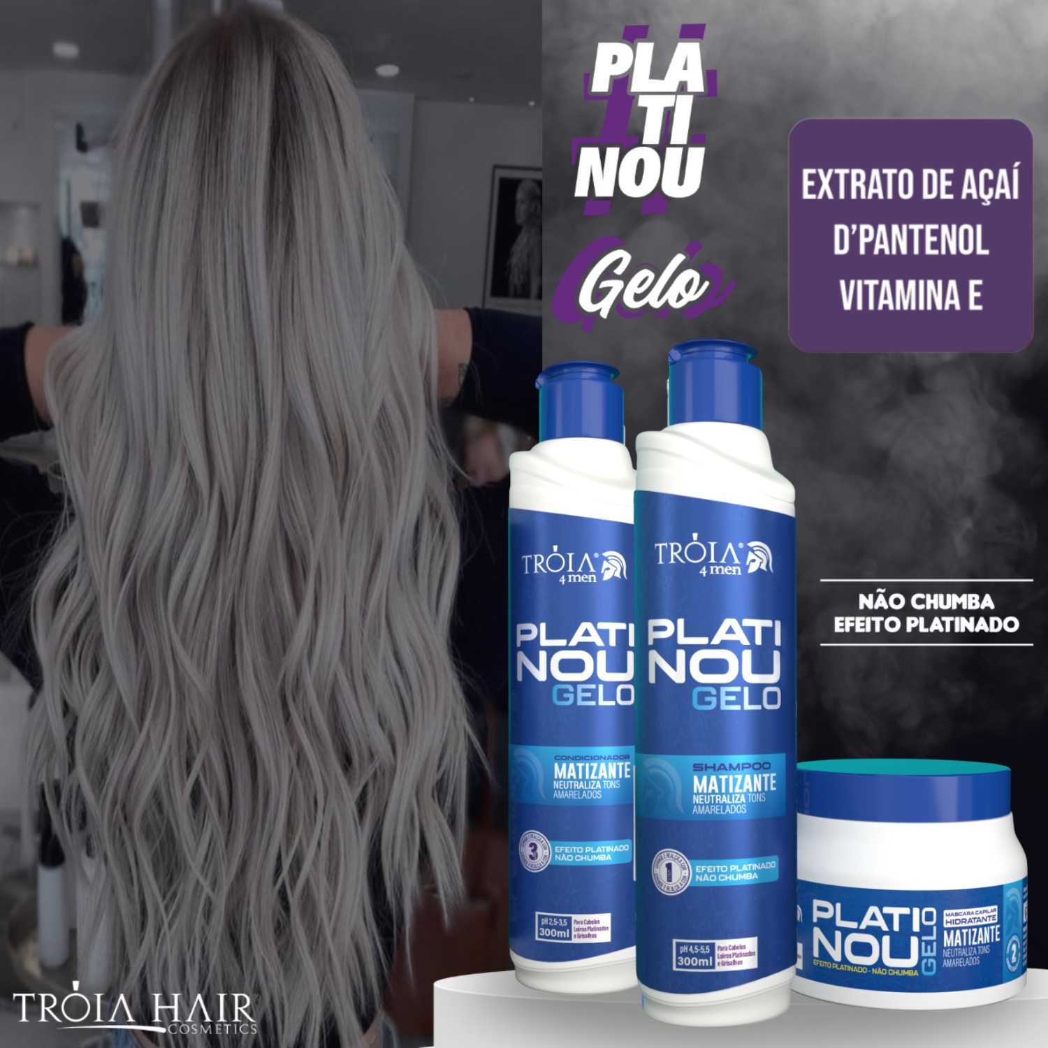 Kit Platinou Gelo - Efeito Nevou para Cabelos Platinados 850ml - Imagem 3