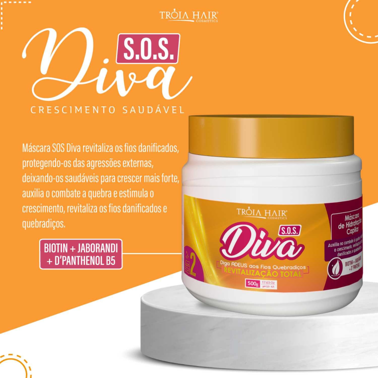 Máscara Anti Queda S.O.S Diva 500g - Troia Hair - Imagem 3