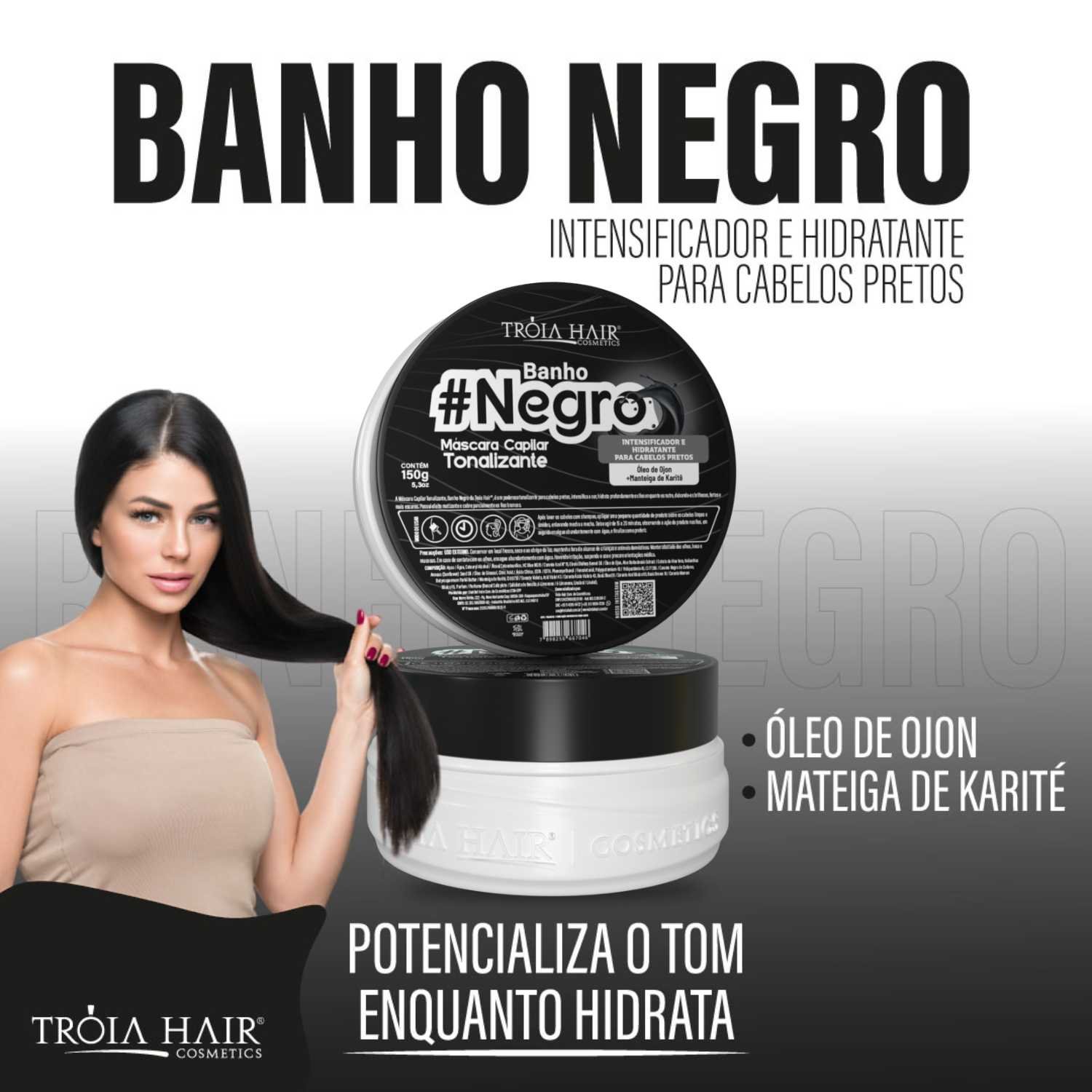 Máscara Capilar Banho Negro Intensificador de Tom 150g - Troia Hair - Imagem 2