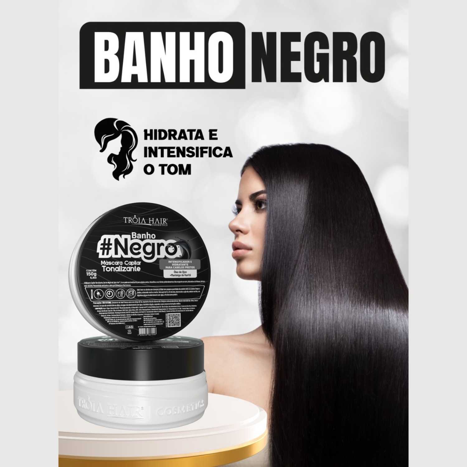 Máscara Capilar Banho Negro Intensificador de Tom 150g - Troia Hair - Imagem 3