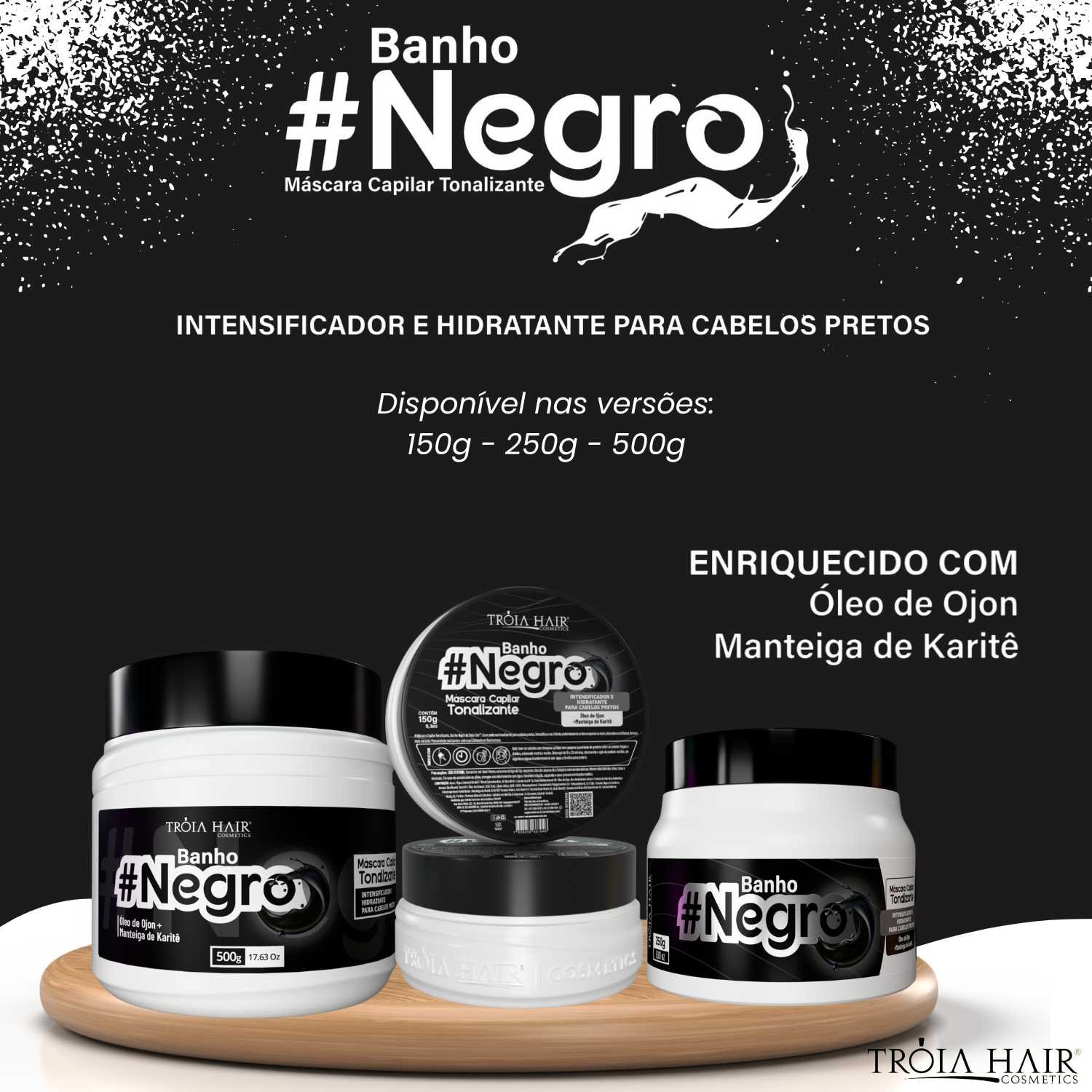 Máscara Capilar Banho Negro Intensificador de Tom 150g - Troia Hair - Imagem 4