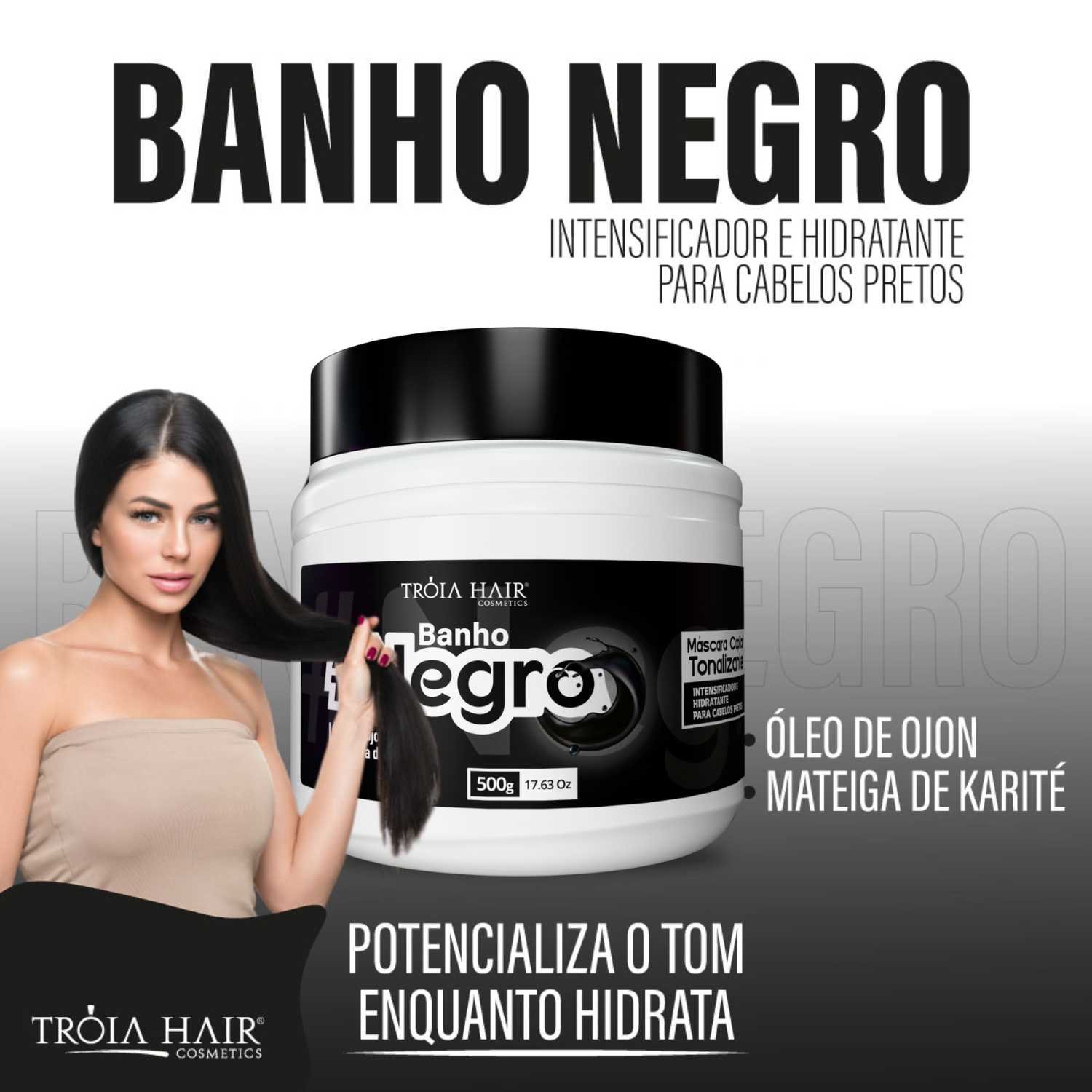Máscara Capilar Banho Negro Intensificador de Tom 500g - Troia Hair - Imagem 2