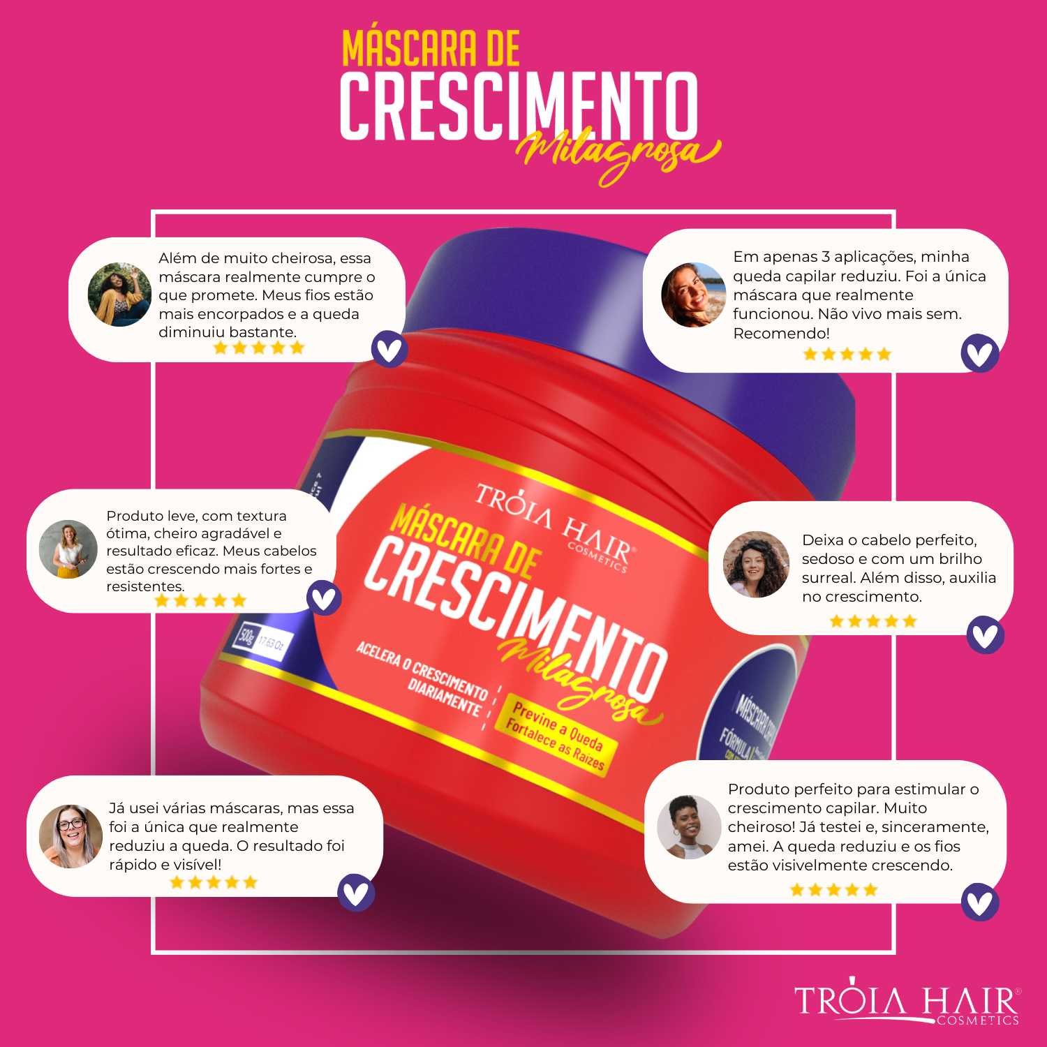 Máscara Capilar Milagrosa 500g  Cabelos Fortes, Longos e Saudáveis Troia Hair - Imagem 4