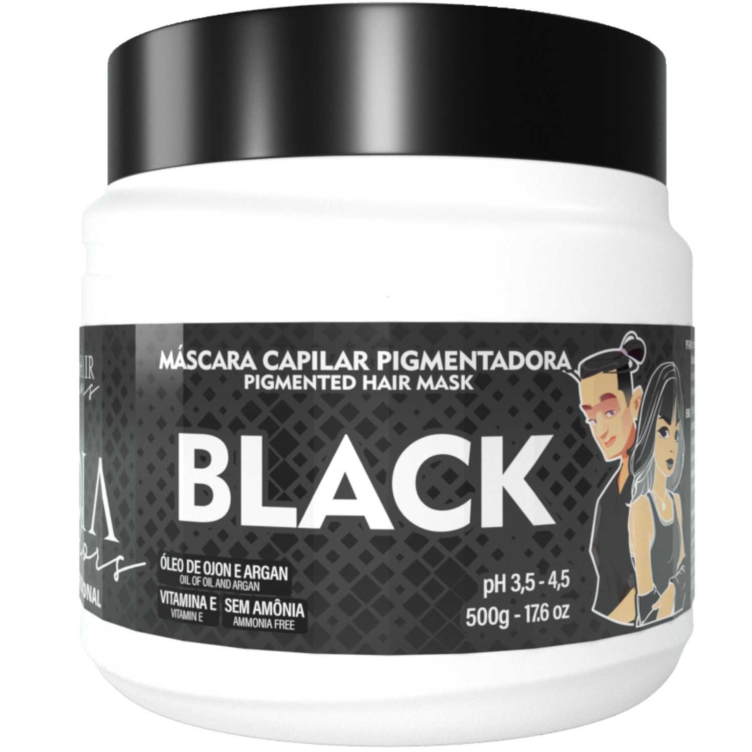 Máscara Capilar Pigmentadora Troia Colors Black 500g Cor fantasia - Troia Hair