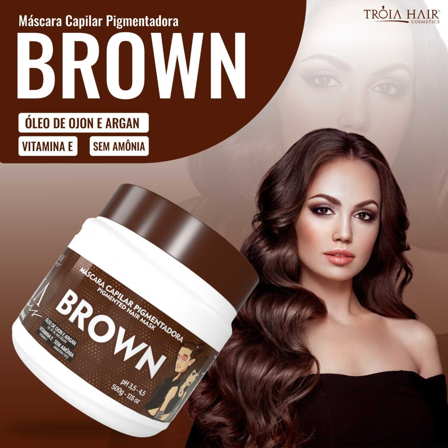 Máscara Capilar Pigmentadora Troia Colors Brown 500g Cor fantasia - Troia Hair - Imagem 2