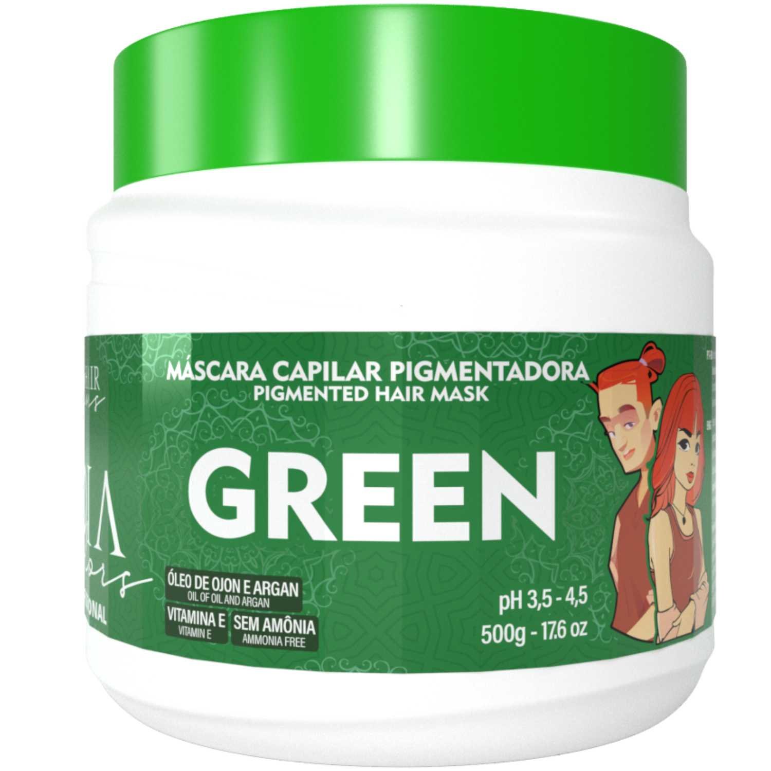 Máscara Capilar Pigmentadora Troia Colors Green 500g Cor fantasia - Troia Hair