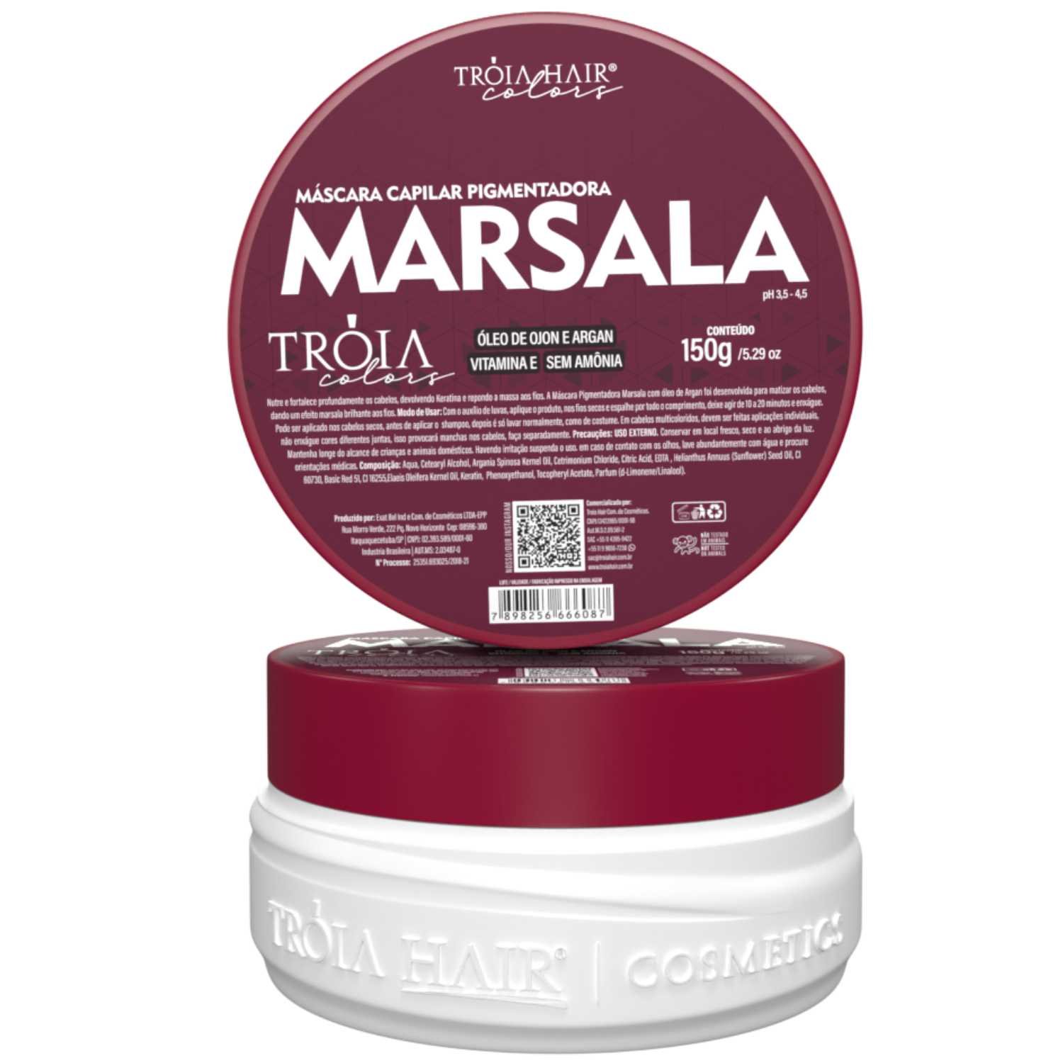Máscara Capilar Pigmentadora Troia Colors Marsala 150g Cor fantasia - Troia Hair