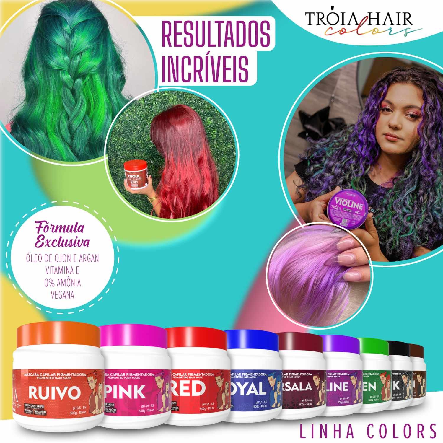 Máscara Capilar Pigmentadora Troia Colors Red 500g Cor fantasia - Troia Hair - Imagem 10