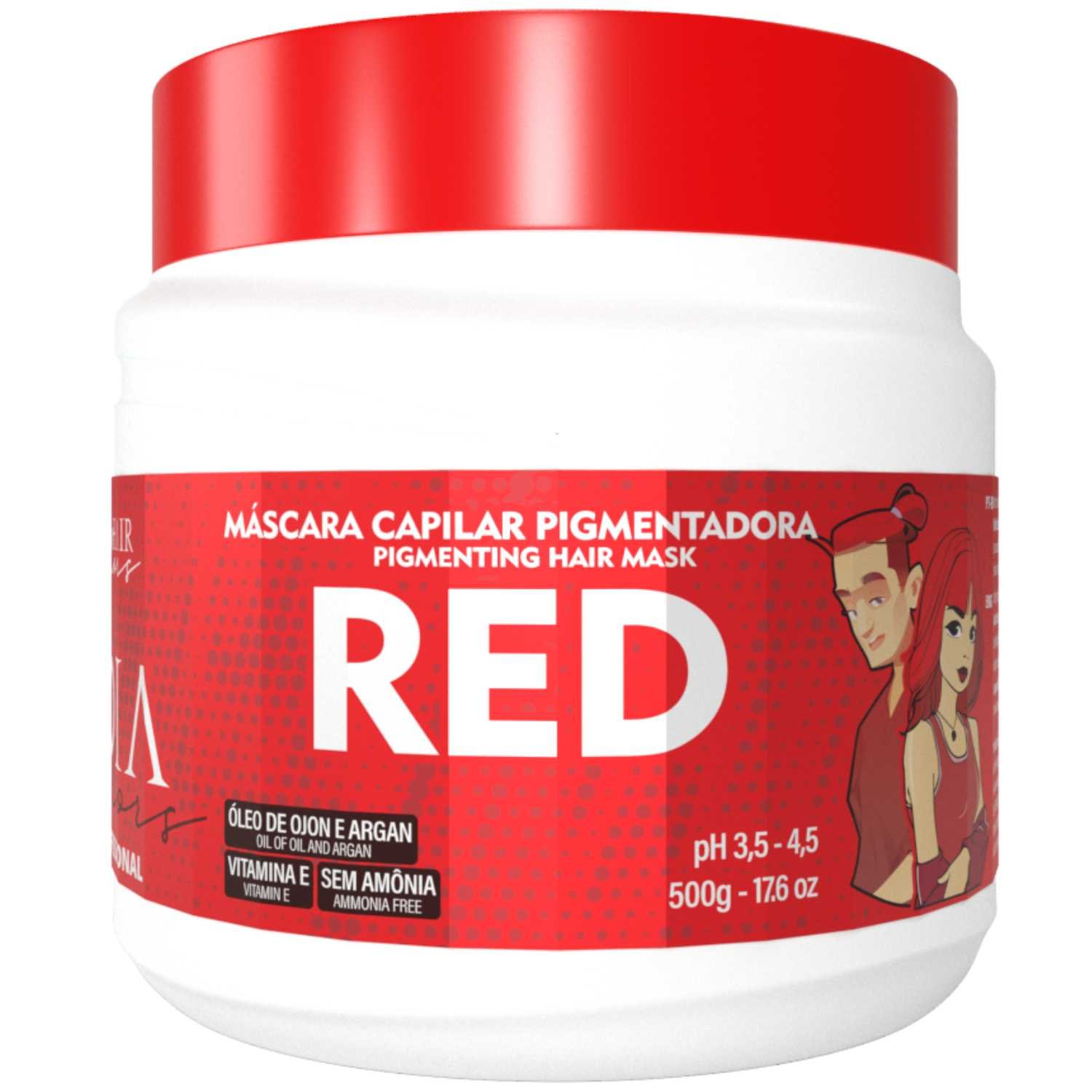 Máscara Capilar Pigmentadora Troia Colors Red 500g Cor fantasia - Troia Hair