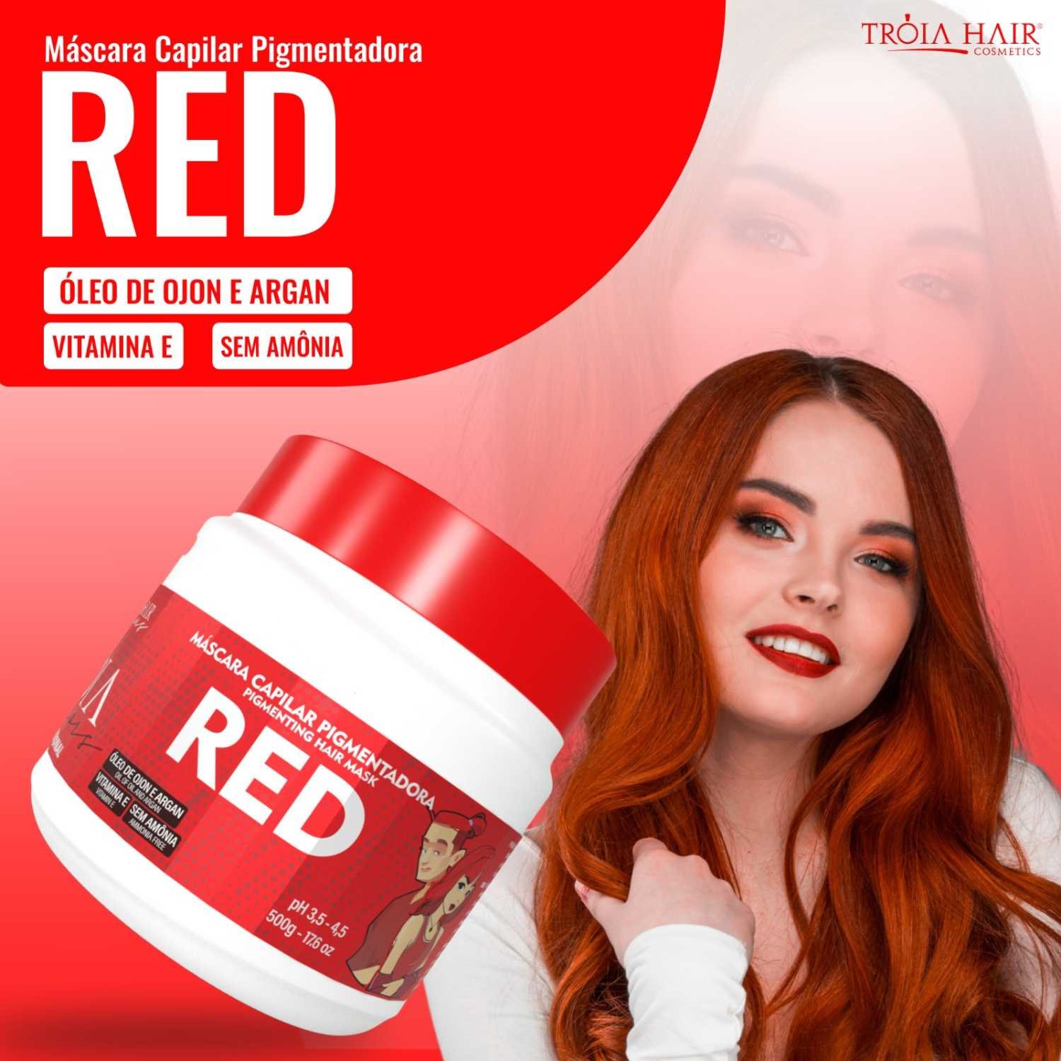 Máscara Capilar Pigmentadora Troia Colors Red 500g Cor fantasia - Troia Hair - Imagem 2