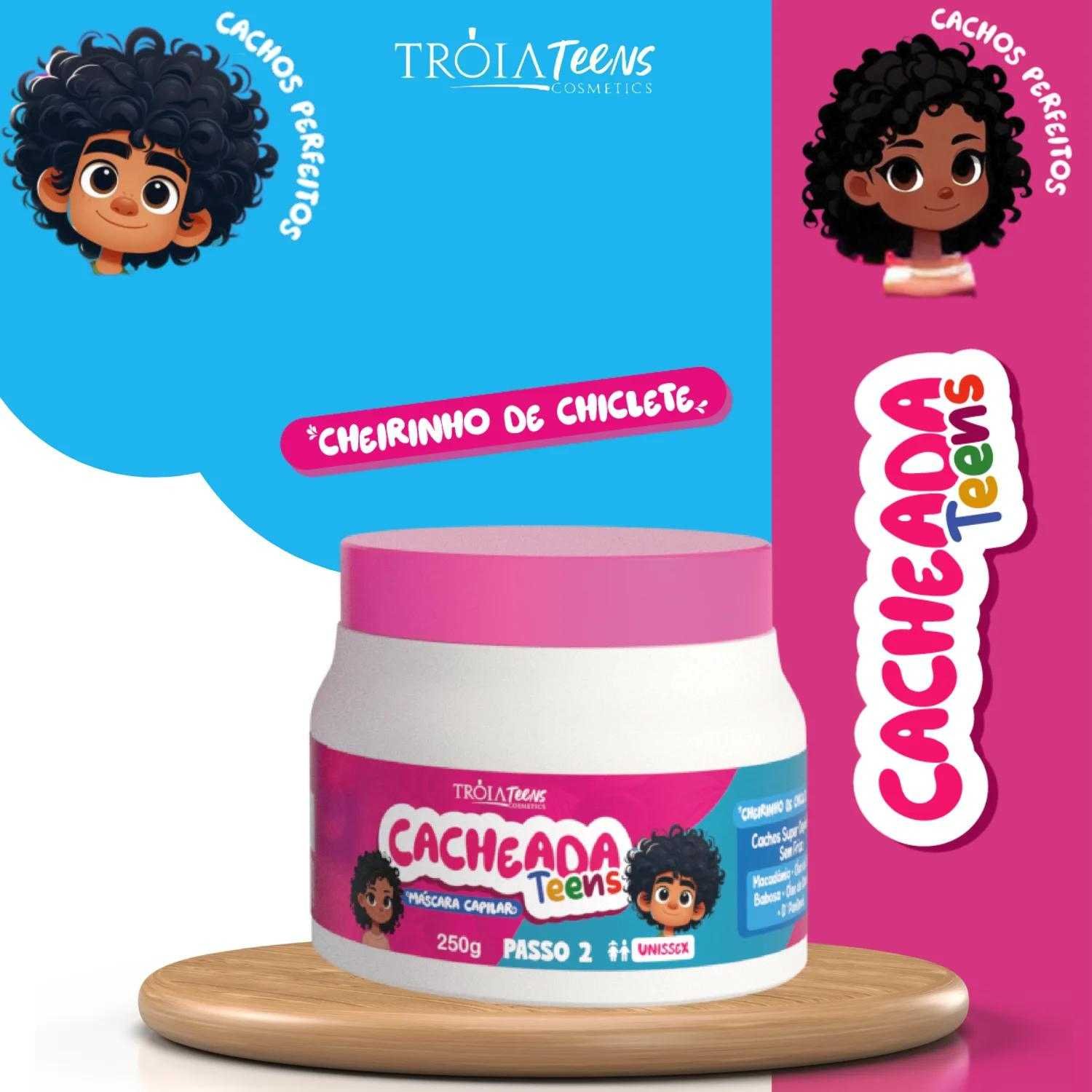 Máscara Hidratação Cacheada Kids Cheiro De Chiclete 250ml Tróia Hair - Imagem 2