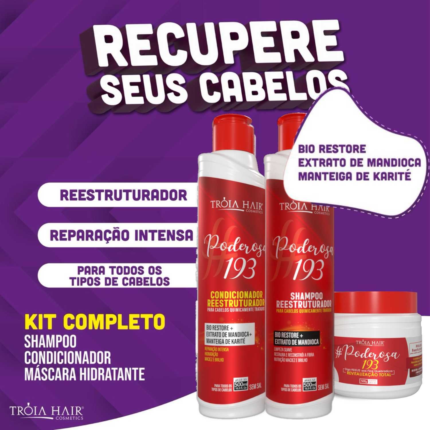 Máscara Pós Química 1.9.3 Poderosa 1Kg - Troia Hair - Imagem 5