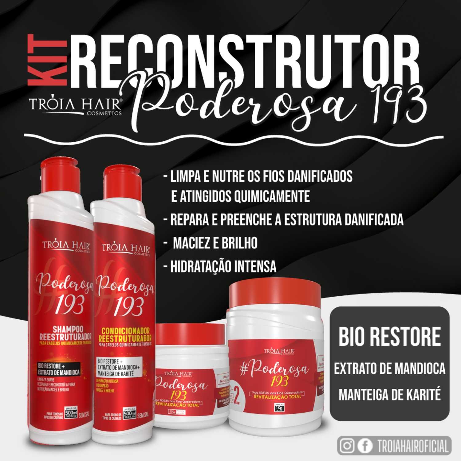 Máscara Pós Quimica 1.9.3 Poderosa 500g - Troia Hair - Imagem 3