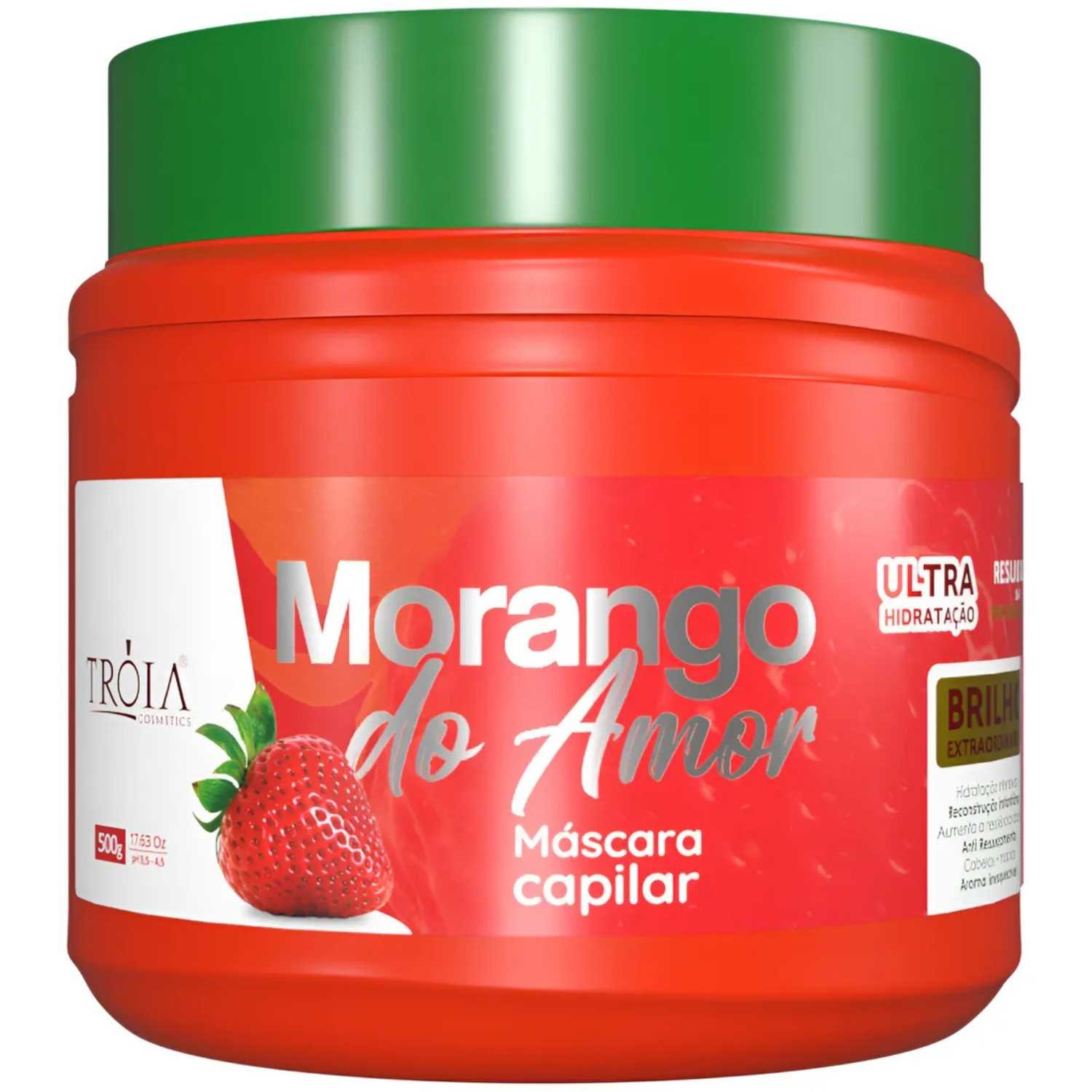 Máscara Morango Do Amor P/ Hidratação Efeito Teia 500g Tróia