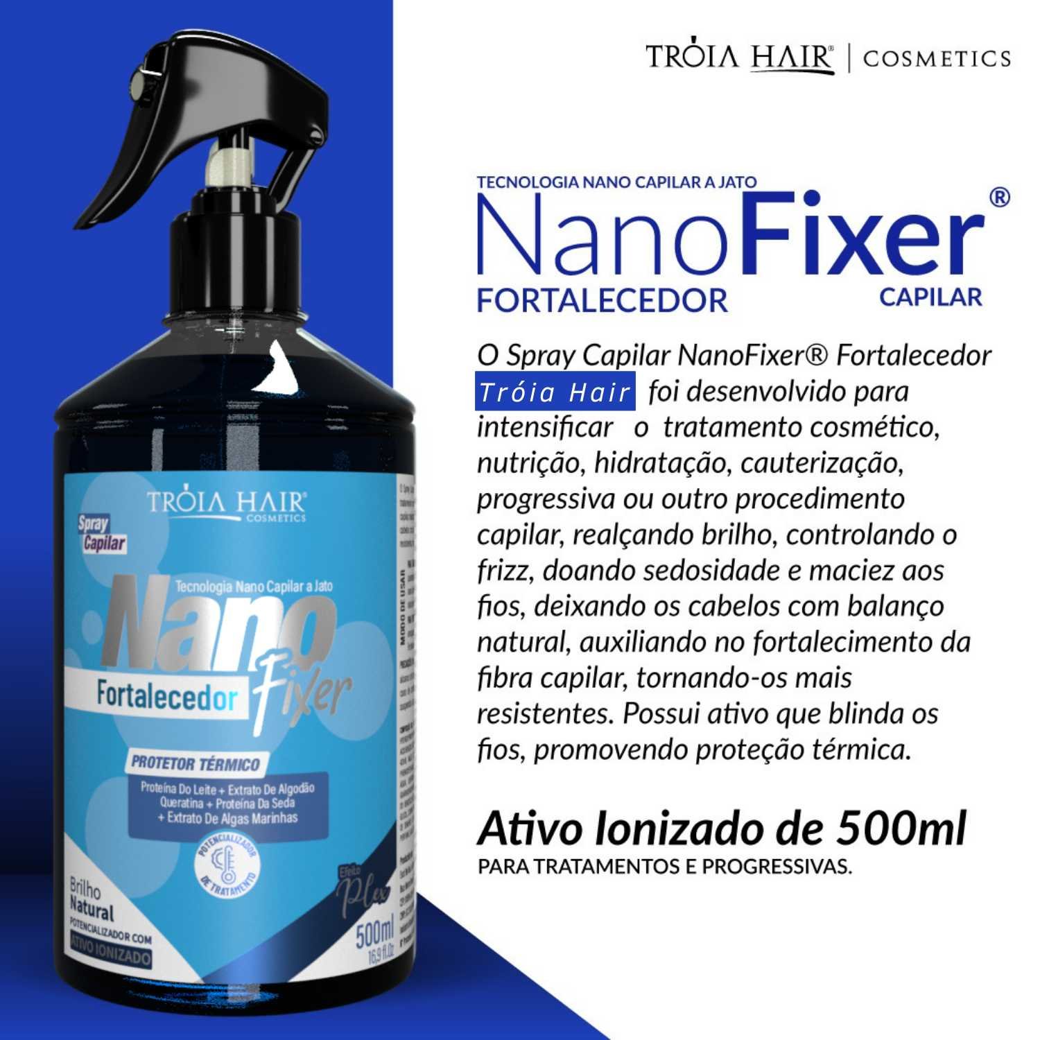 Nano Fixer Fortalecedor Troia Hair - Nano Potencializador de Tratamento Capilar 500ml - Imagem 2