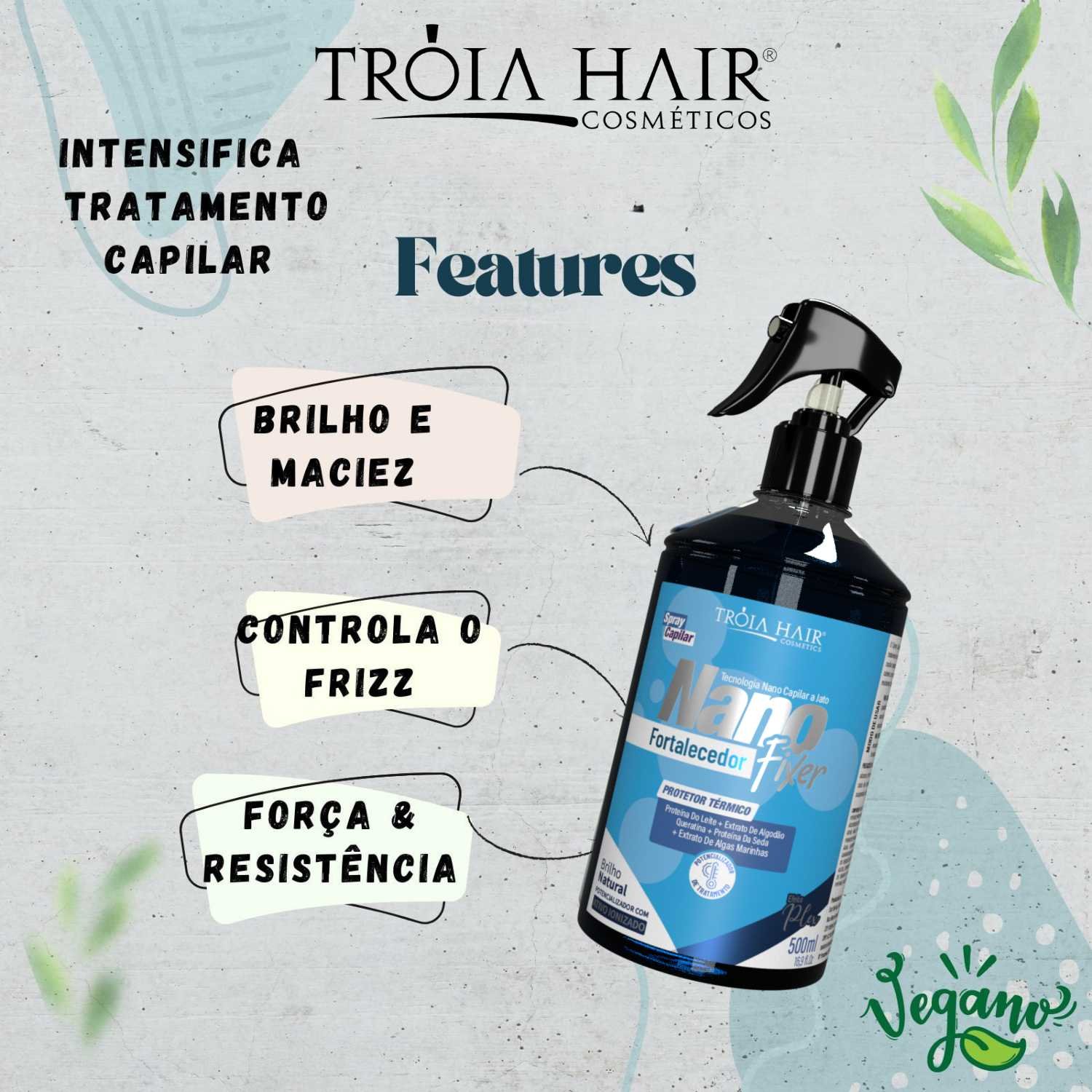 Nano Fixer Fortalecedor Troia Hair - Nano Potencializador de Tratamento Capilar 500ml - Imagem 3