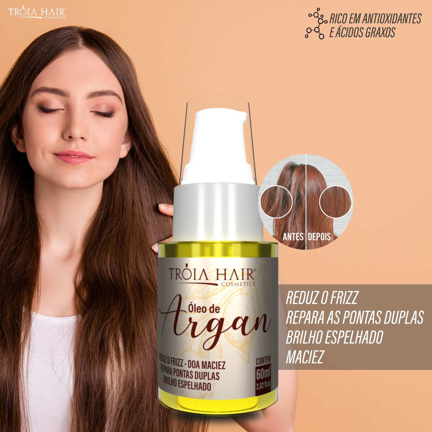 Óleo De Argan Hidratante Marroquino 60ml - Troia Hair - Imagem 2