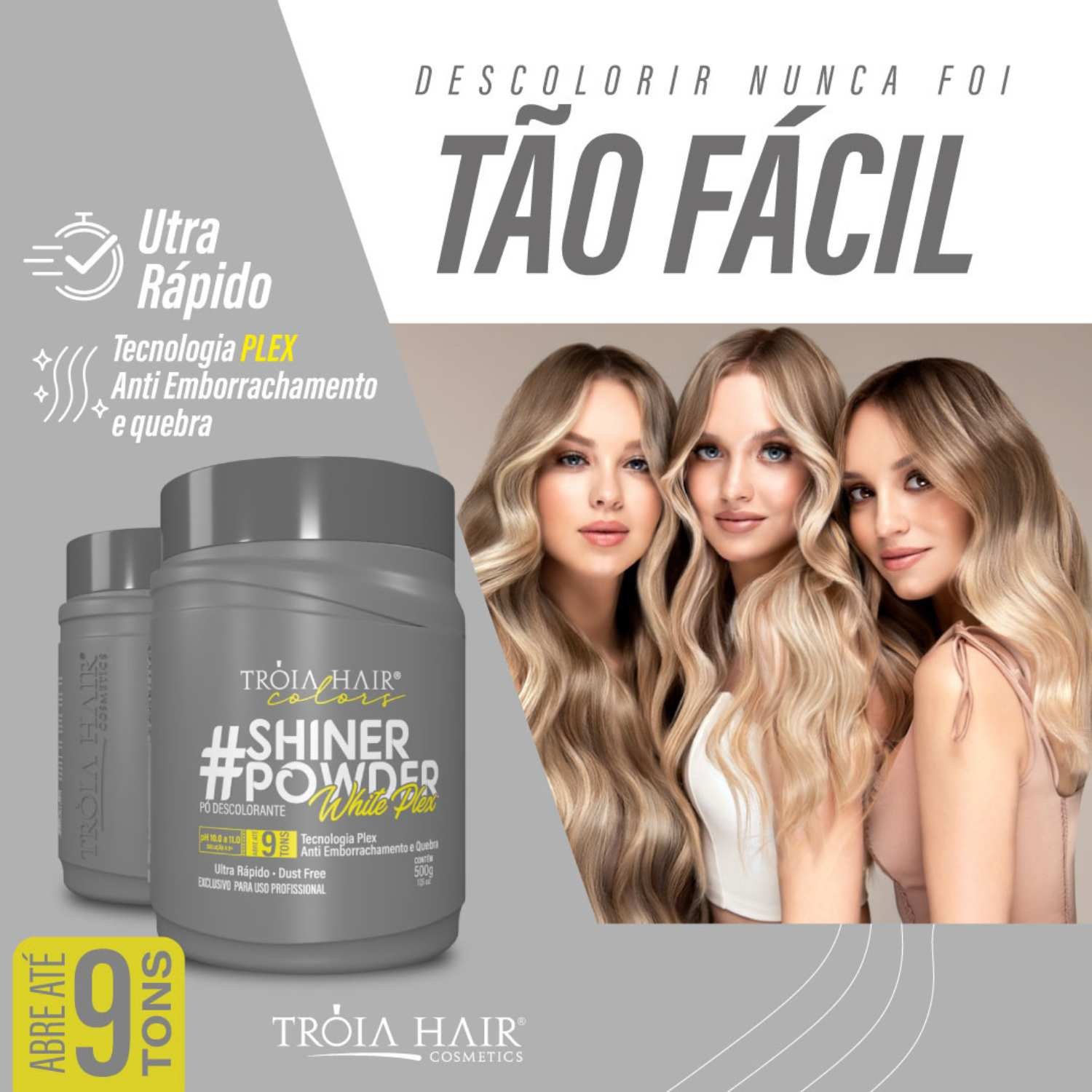 Pó Descolorante Profissional Shiner Powder White Plex 500g - Troia Hair - Imagem 5