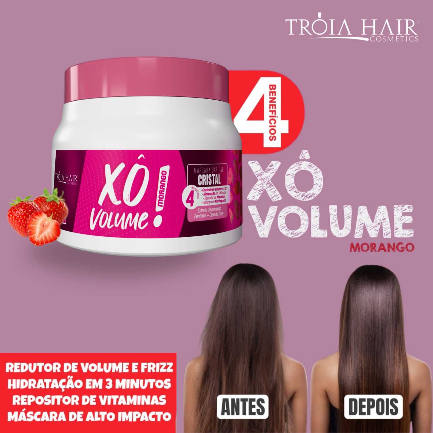 Redutor de Volume Xô Volume Morango Troia Hair Máscara de Alto Impacto 250g - Imagem 2