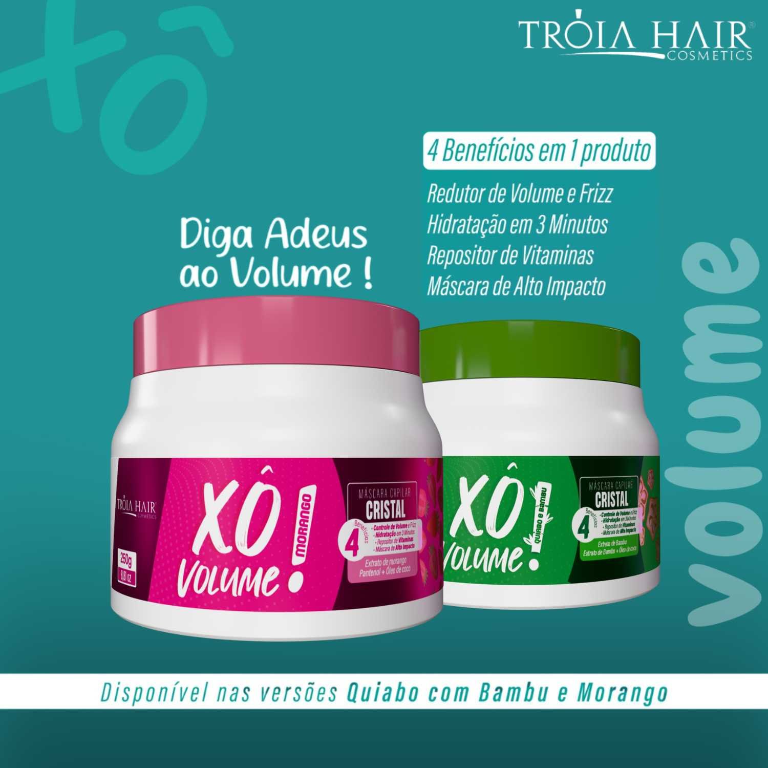 Redutor de Volume Xô Volume Morango Troia Hair Máscara de Alto Impacto 250g - Imagem 4