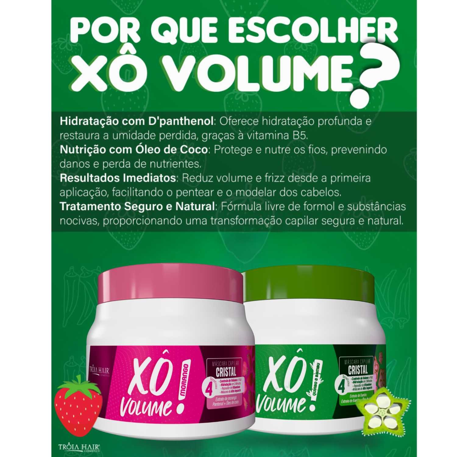 Redutor de Volume Xô Volume Morango Troia Hair Máscara de Alto Impacto 250g - Imagem 5