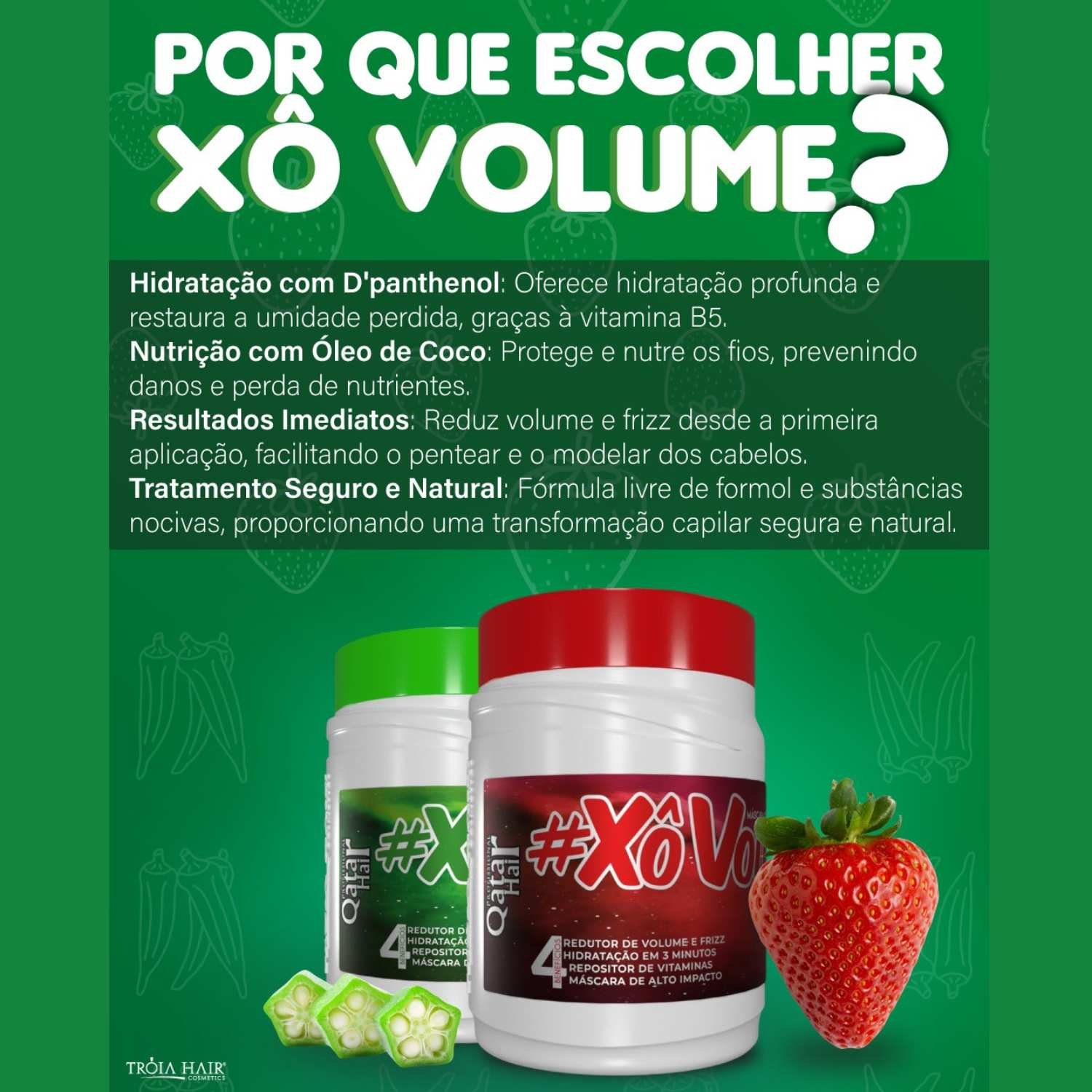 Redutor de Volume Xô Volume Quiabo e Bambu Troia Hair Máscara de Alto Impacto - Imagem 3