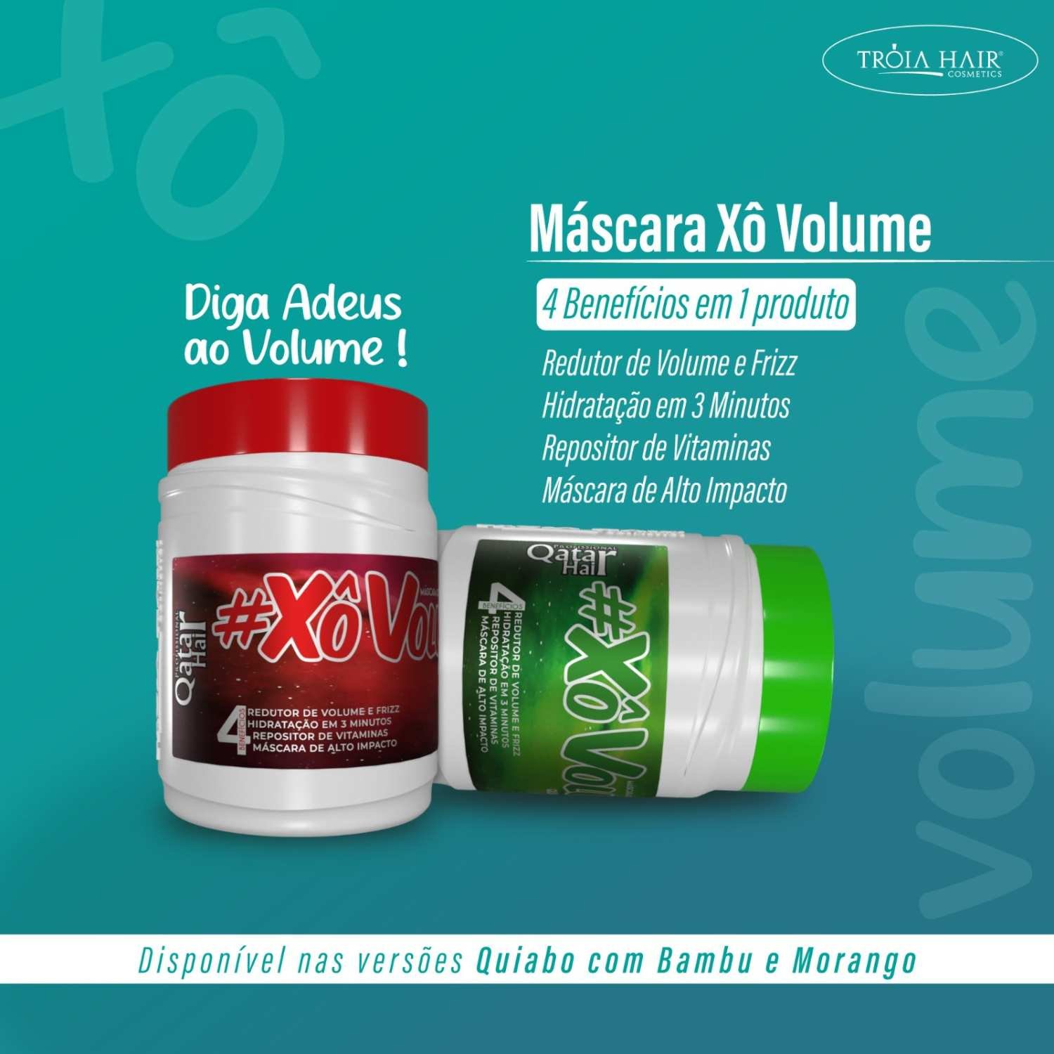 Redutor de Volume Xô Volume Quiabo e Bambu Troia Hair Máscara de Alto Impacto - Imagem 4
