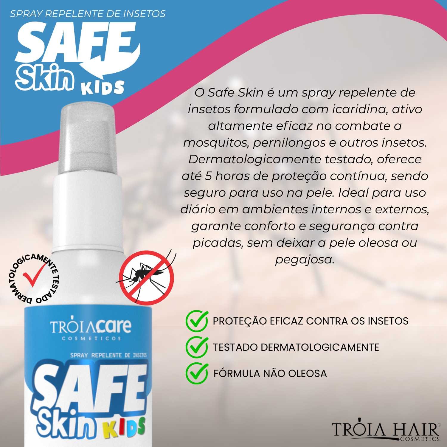 Repelente Tróia Hair Safe Skin Kids 120ml com Icaridina Base de Agua - Imagem 3