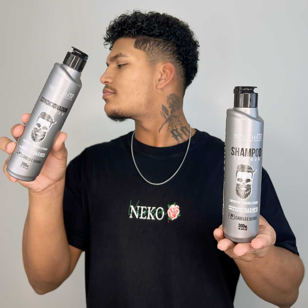Shampoo 4Man 300ml Com Capsicum e Carvão Ativado - Tróia Hair Cuidado para Cabelo e Barba - Imagem 4
