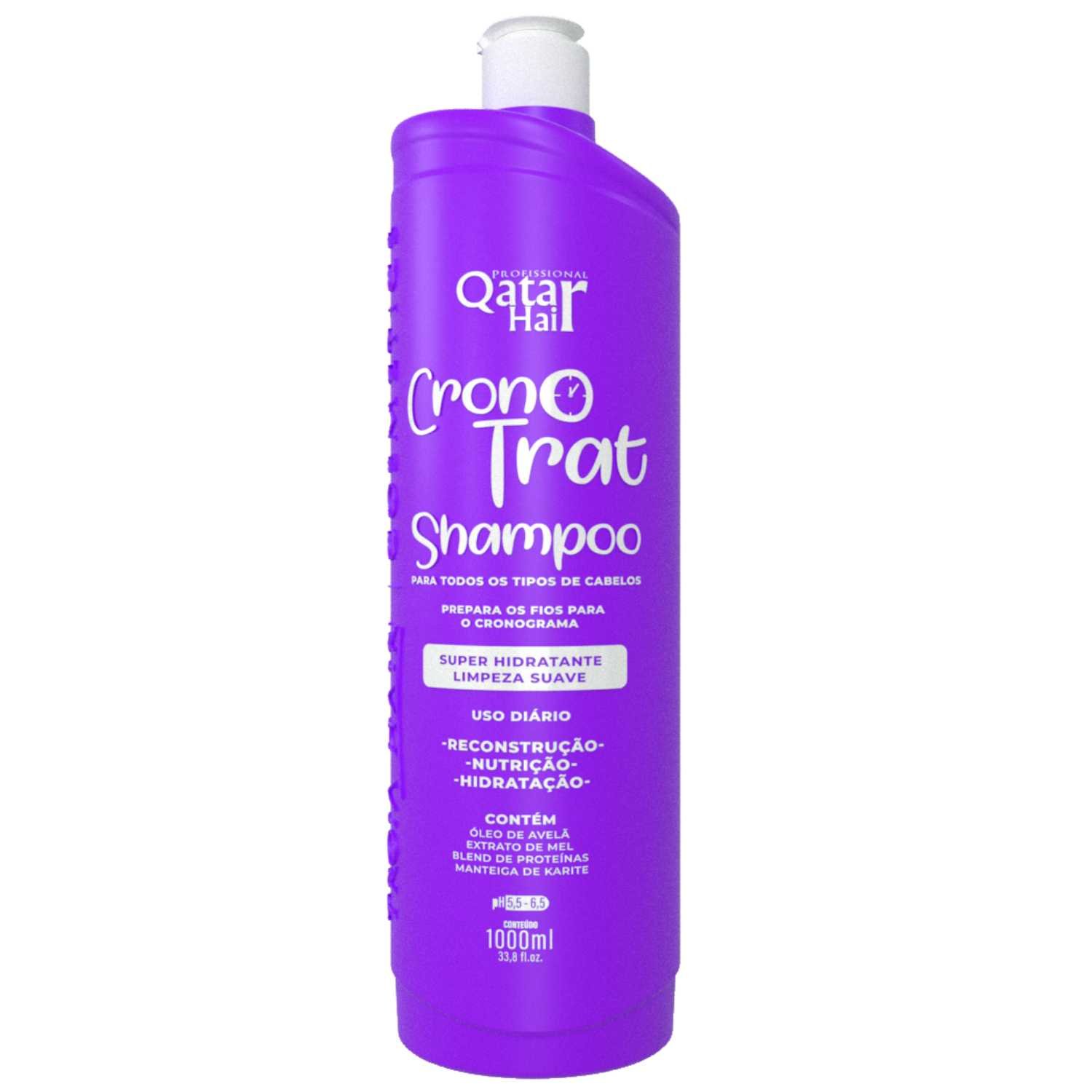 Shampoo Bálsamo Cronotrat 1L - Qatar Hair: Limpeza e Hidratação Perfeita para o Cronograma Capilar