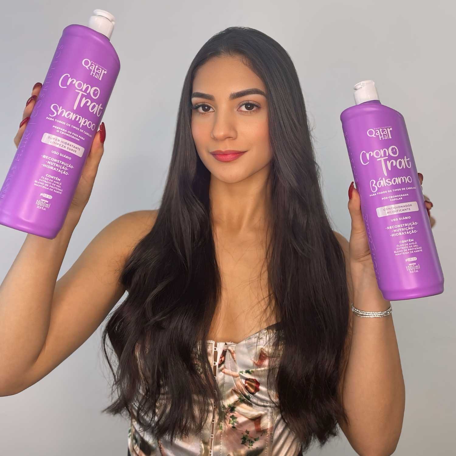 Shampoo Bálsamo Cronotrat 1L - Qatar Hair: Limpeza e Hidratação Perfeita para o Cronograma Capilar - Imagem 2
