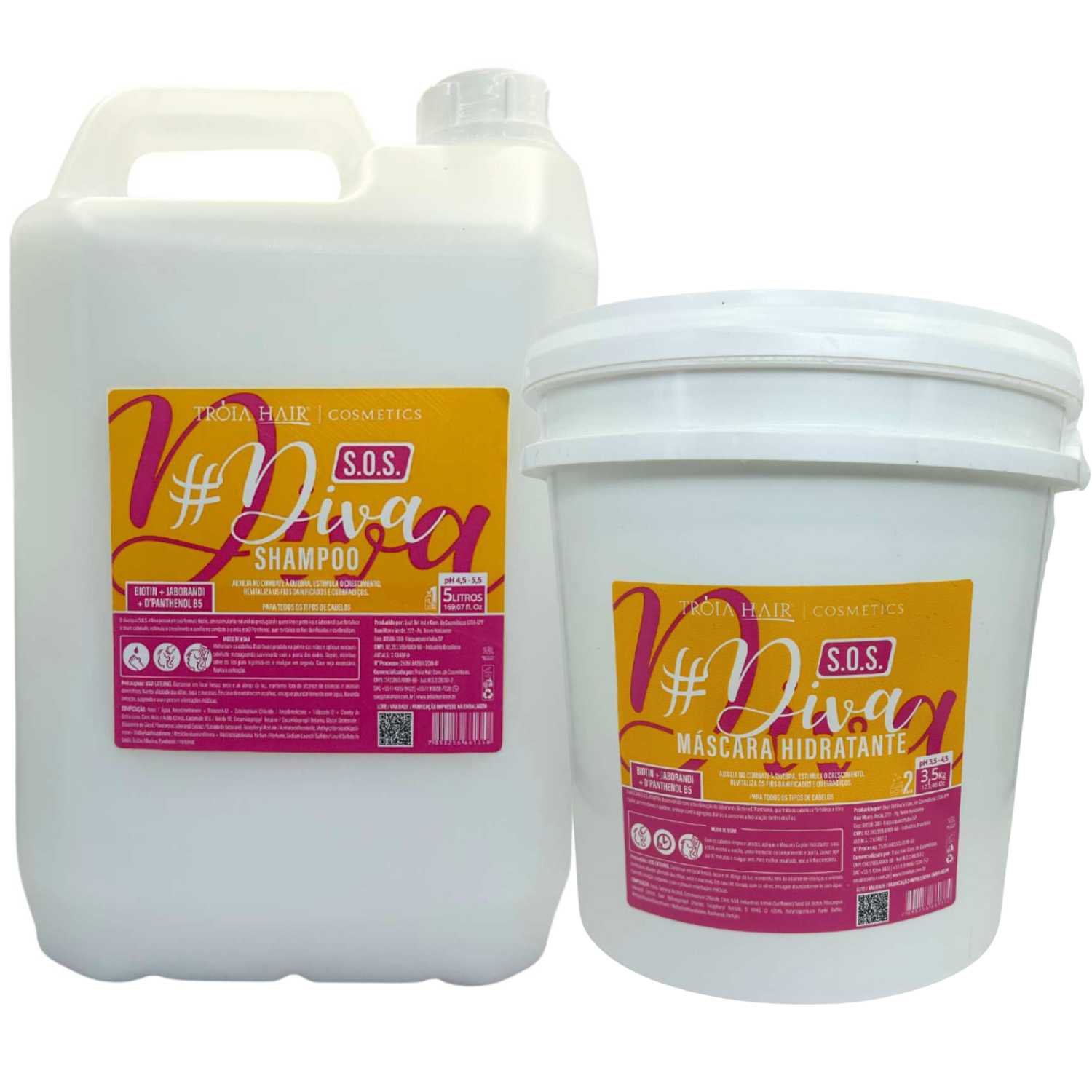 Shampoo e Máscara Lavatório S.O.S Diva Troia Hair 8,5kg