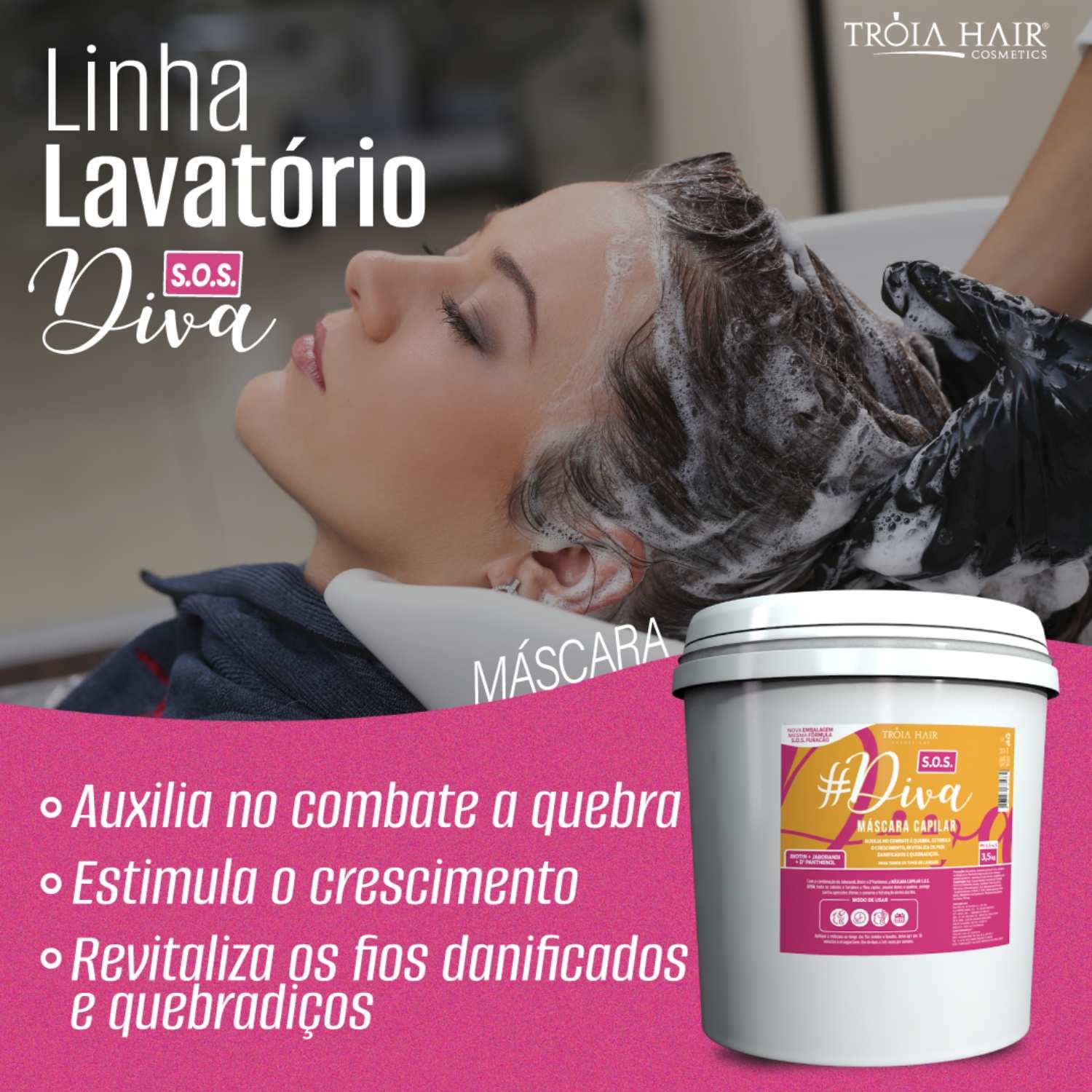 Shampoo e Máscara Lavatório S.O.S Diva Troia Hair 8,5kg - Imagem 4